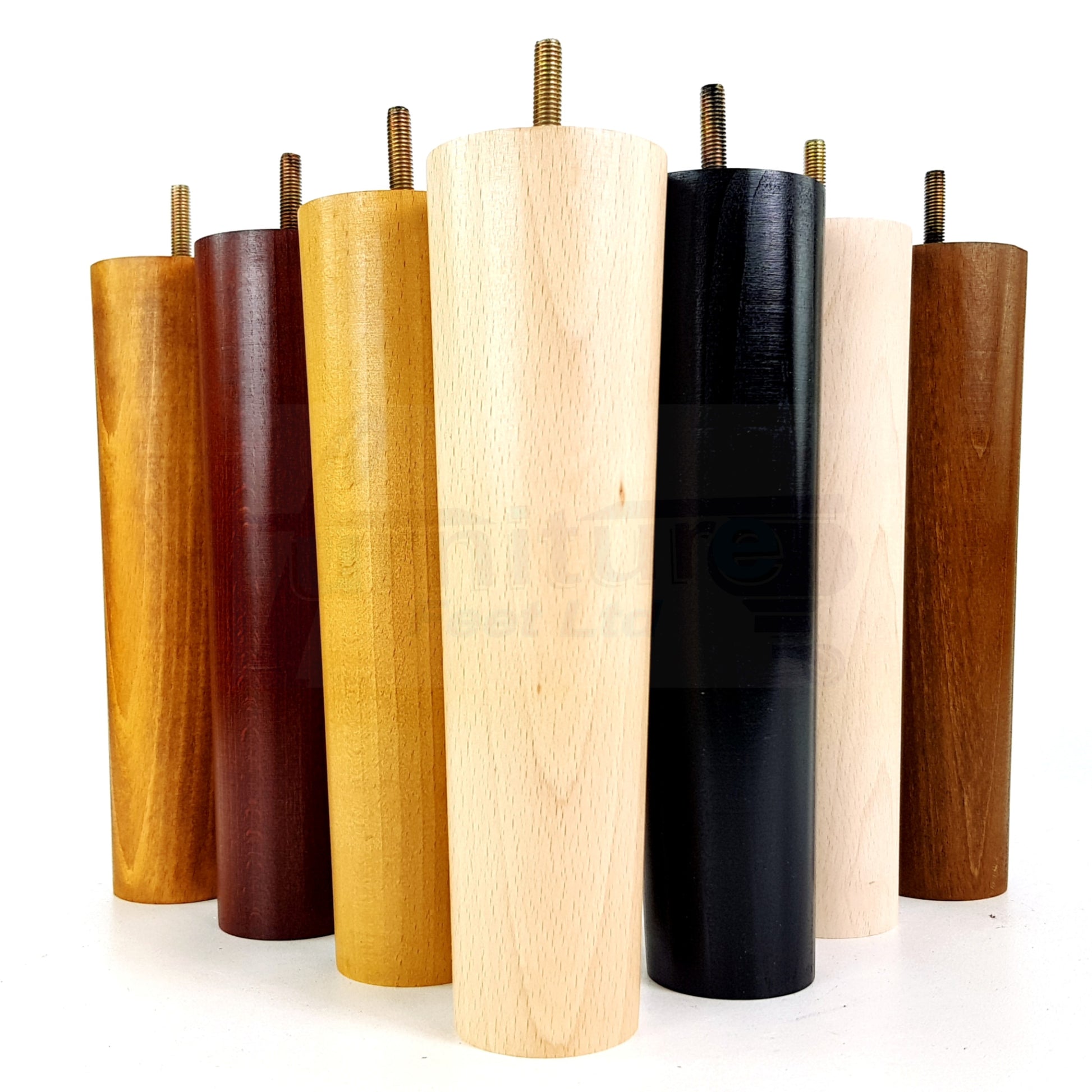 4 Furniture Legs Replacement Feet 230mm Chairs Settee & Cabinets M8 Thread Mahogany