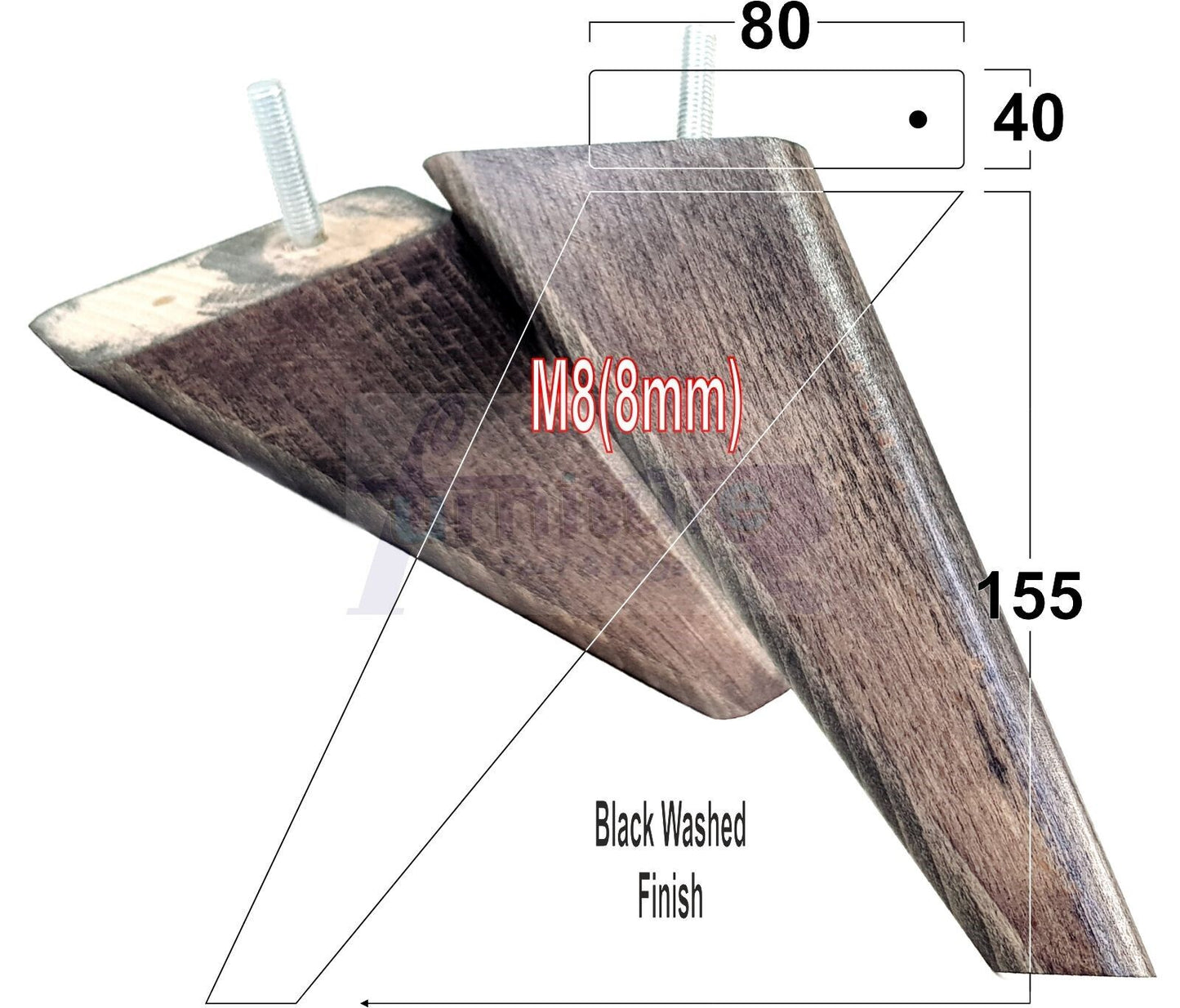 4 Replacement Tapered Feet 155mm High Wood Angled Furniture Legs 6 Inches Tall Chairs Stools Sofa's Beds Settee Cabinets M8