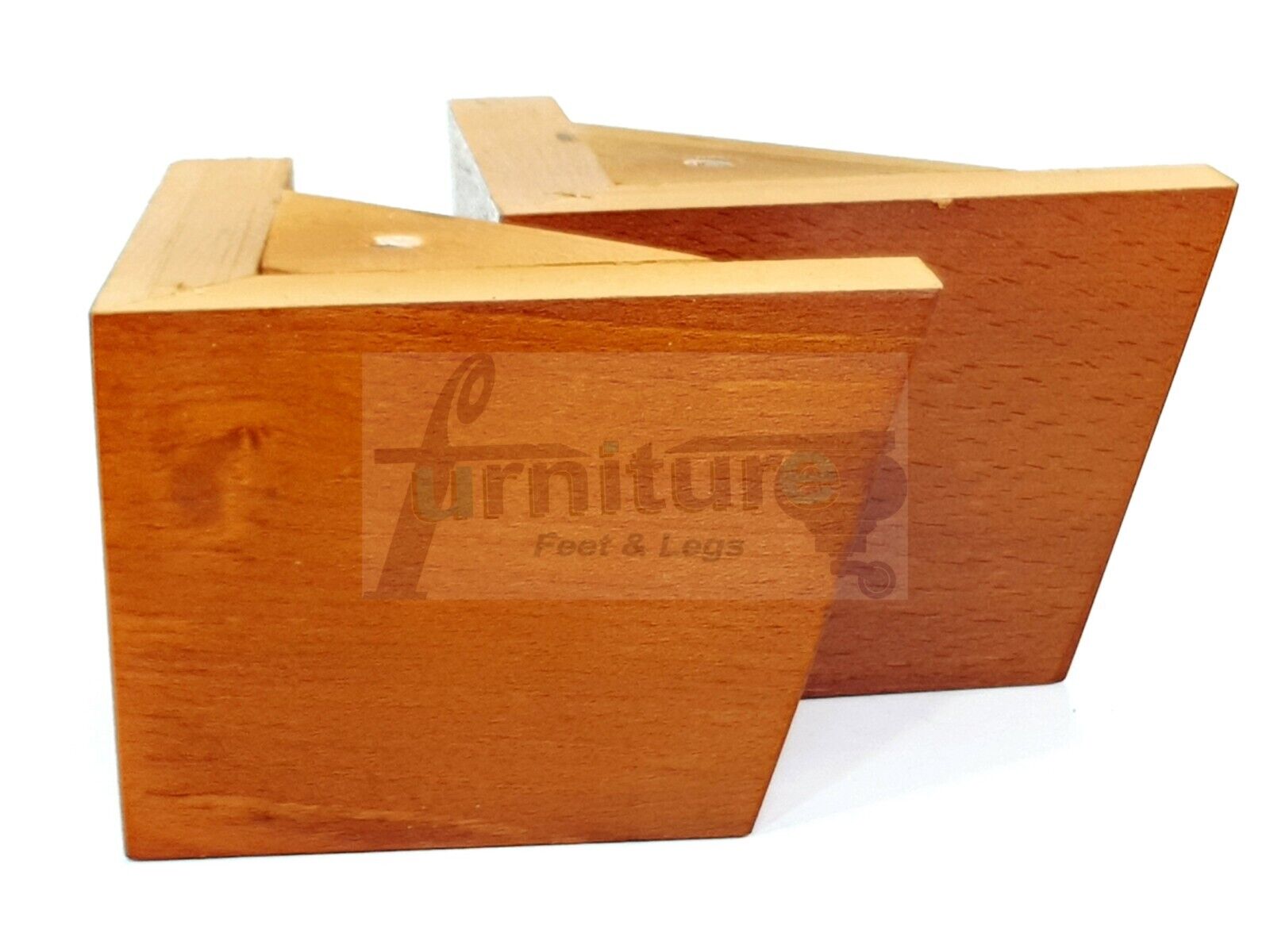4 Solid Wood Furniture Legs Replacement Corner Feet 95mm High Self-Fixing: Golden Oak