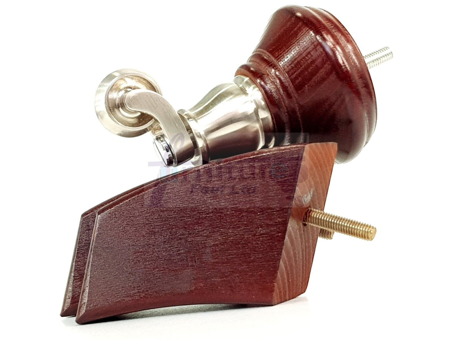 2 Mahogany Wood Furniture Sofa Feet With Castor 125mm & 2 Curved Legs Chair Settee 100mm High M8