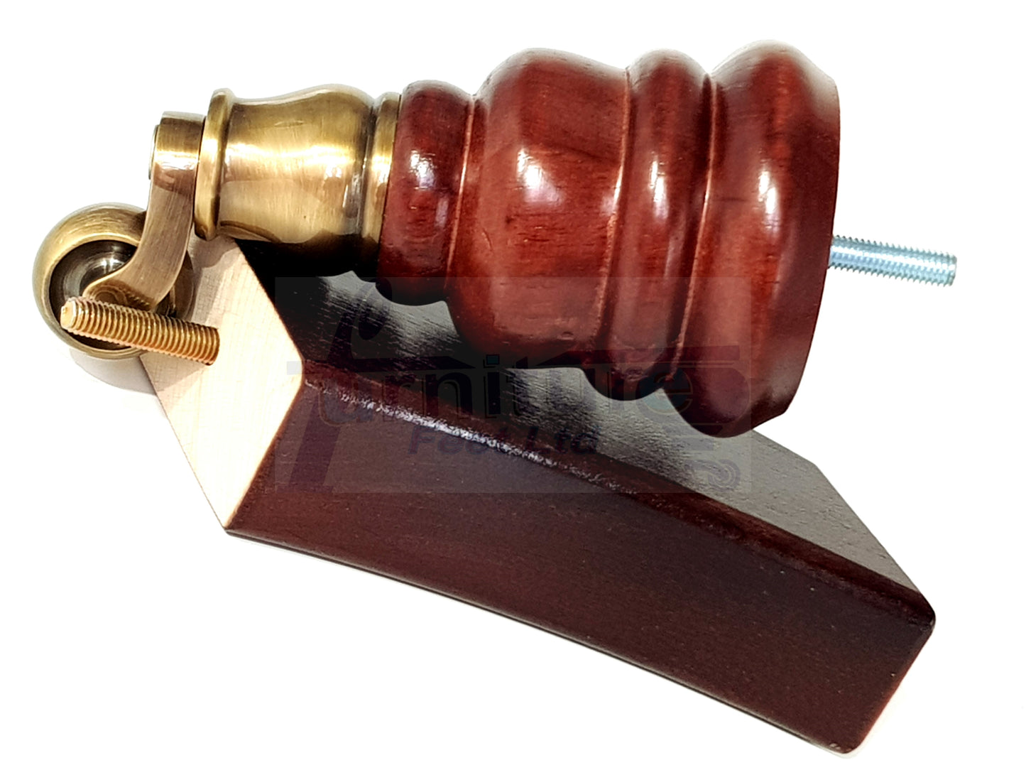 Mahogany Turned Wood Furniture Feet 2 With Castors 155mm and 2 Curved Back Legs Sofas Chairs Stools Cabinets Beds M8 6 Inches