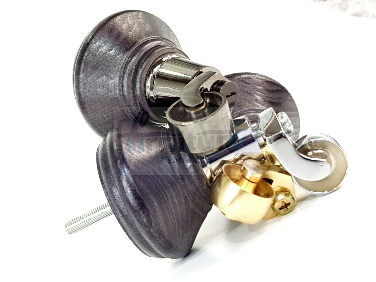 4x Black Stain Wooden Furniture Sofa Legs M8 With Castors Replacment Chair Settee Feet 115mm - 125mm High