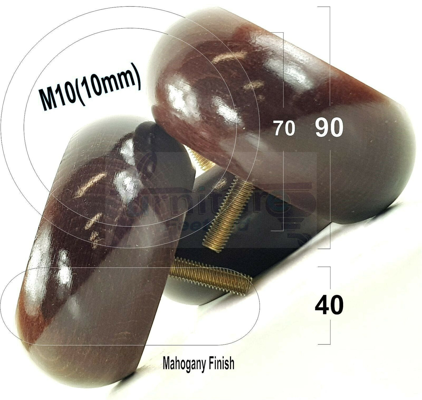4 Solid Wood Bun Feet Replacement Furniture Legs 40mm High For Chairs Sofa's Beds Settee M10 Thread