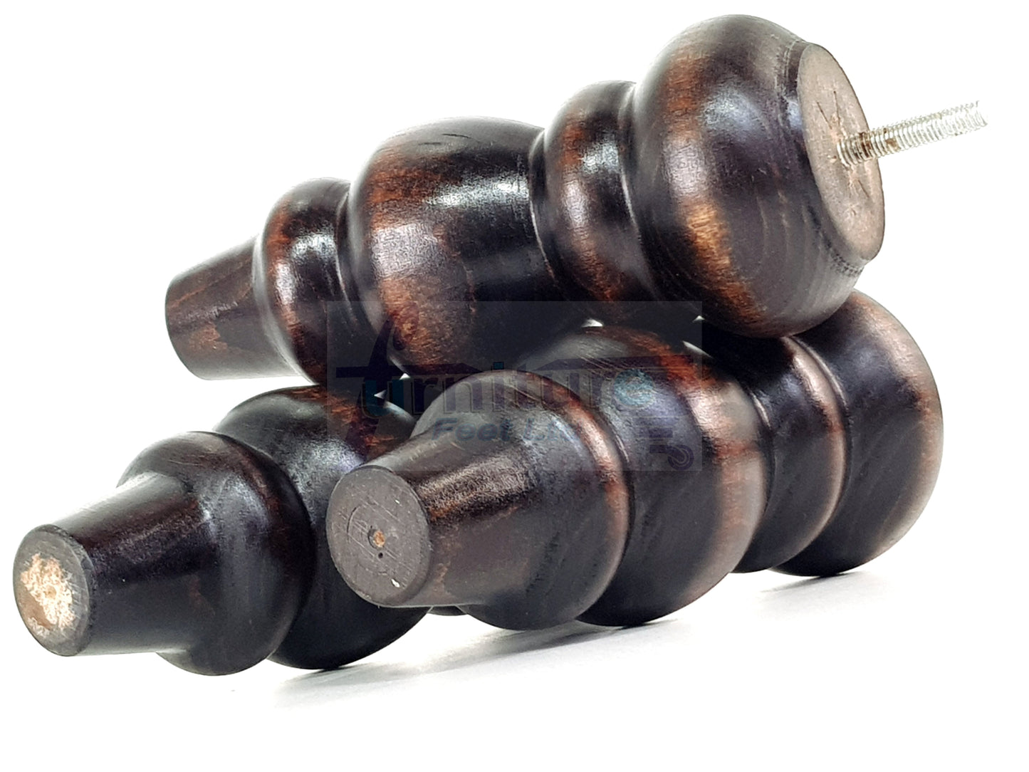 4 Solid Wood Furniture Legs Replacement Turned Feet 200mm High M8(8mm) Thread: Chestnut
