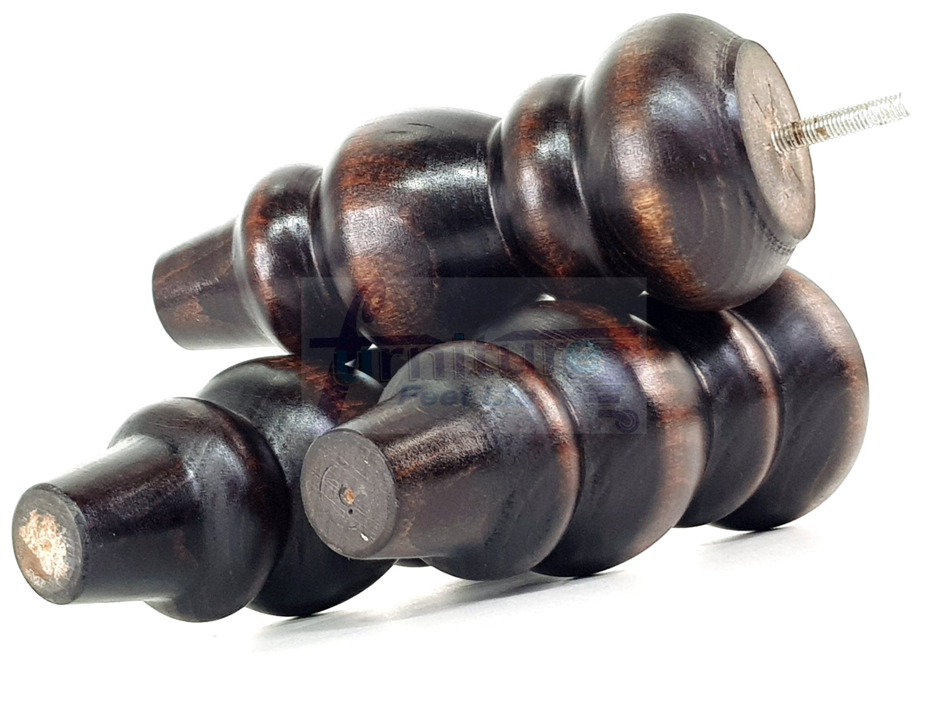 4 Solid Wood Furniture Legs Replacement Turned Feet 200mm High M8(8mm) Thread: Chestnut