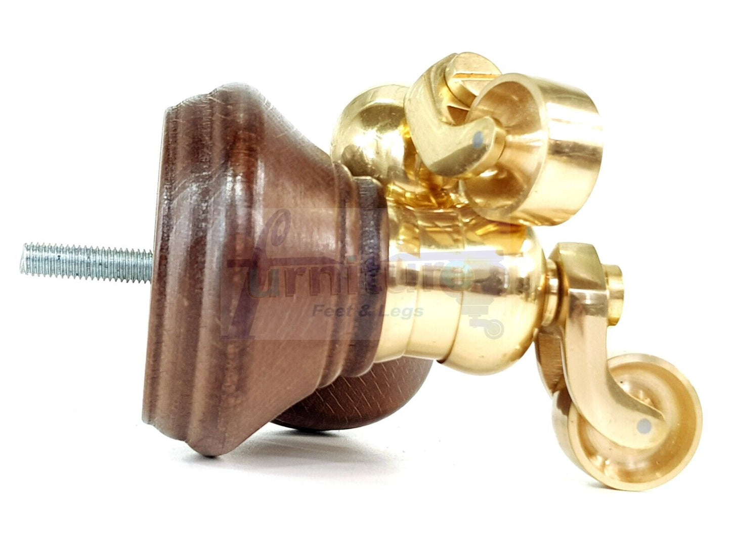 4x Antique Mahogany Stain Wooden Furniture Sofa Legs M8 With Castors Replacment Chair Settee Feet 115mm - 125mm High