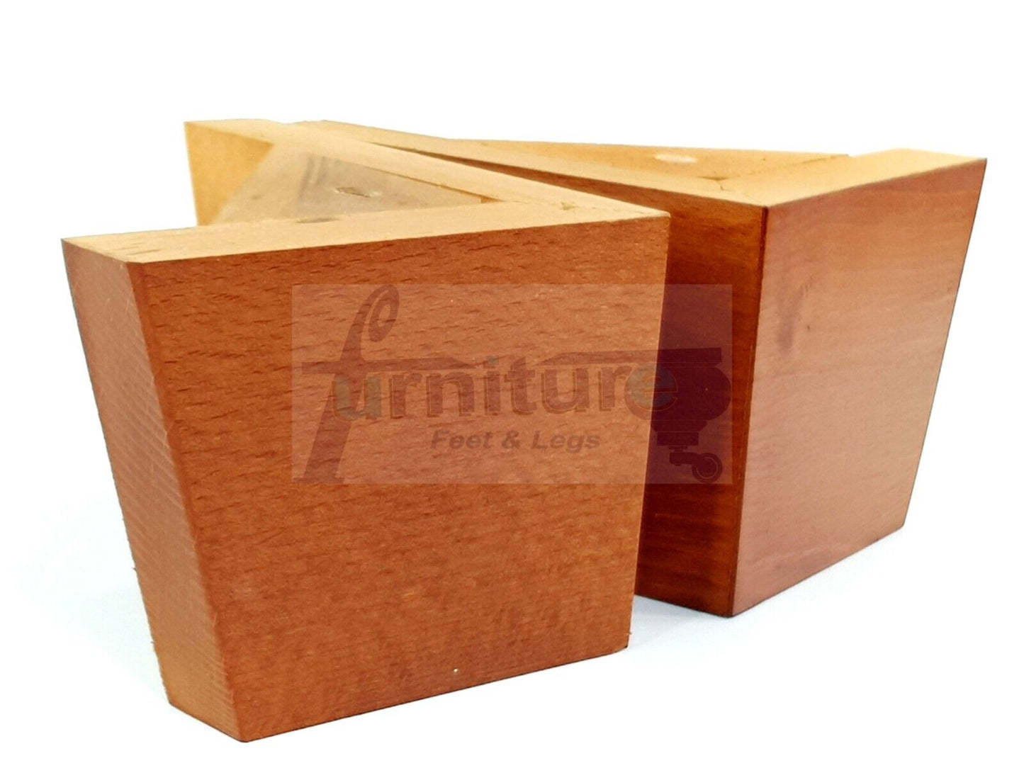 4 Solid Wood Furniture Legs Replacement Corner Feet 95mm High Self-Fixing: Golden Oak