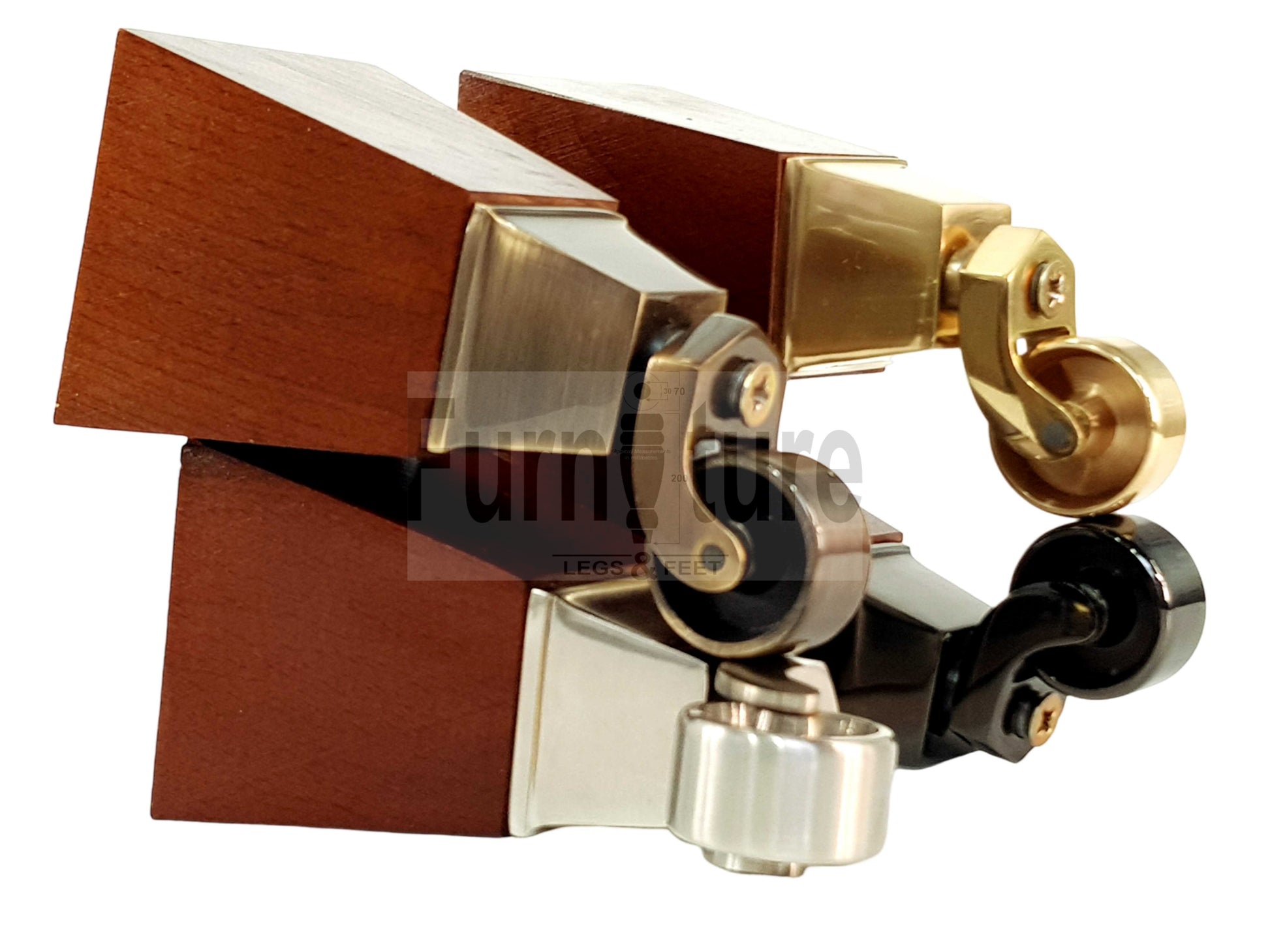 4x Block Wood With Castor Dark Oak Furniture Legs 8mm Thread For Chairs Settees Sofa 150mm High