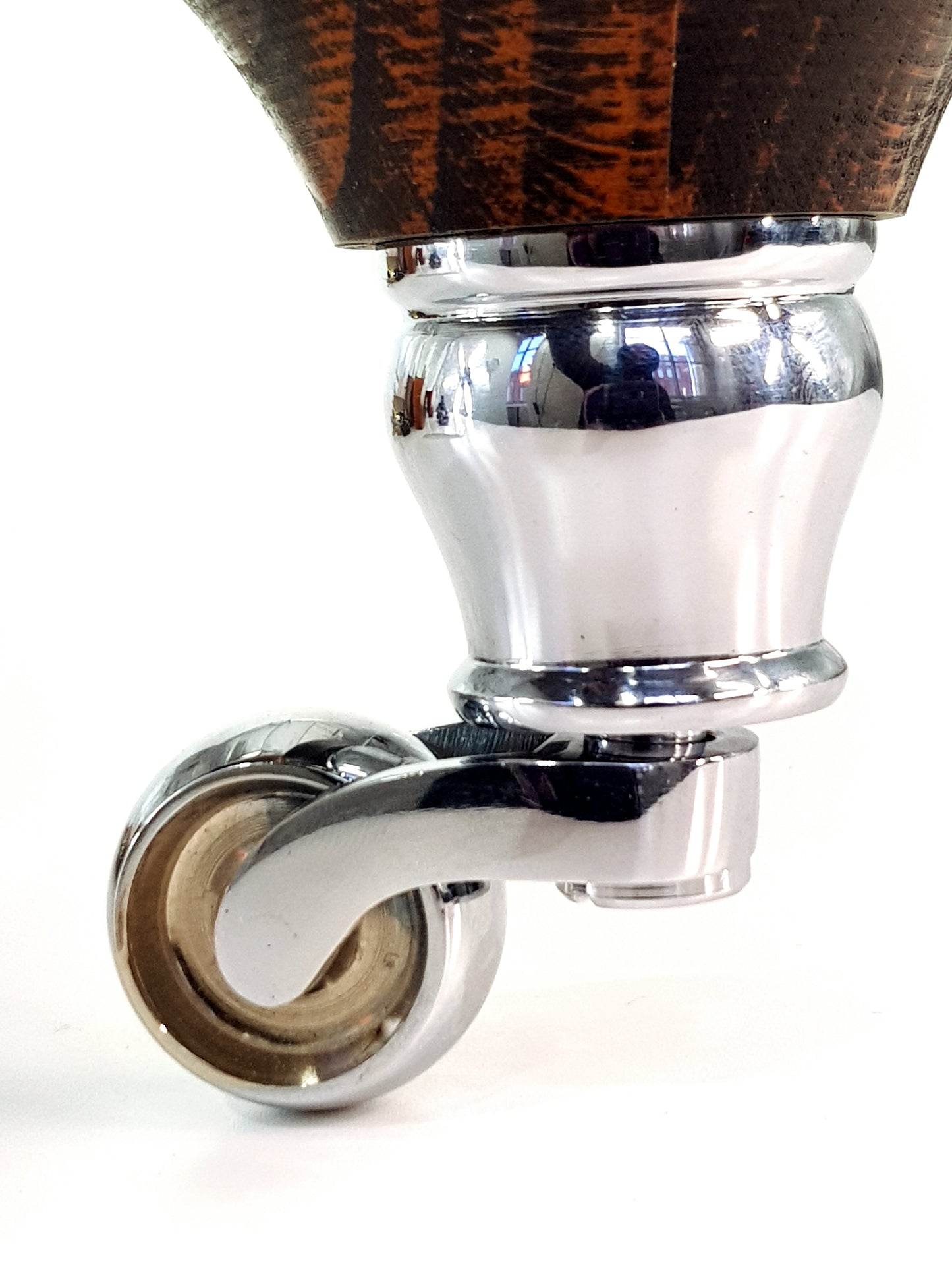 Solid Wood Furniture Legs With Castors Set of 4 Antique Brown Stain 6 Inch Feet 160mm High M8 