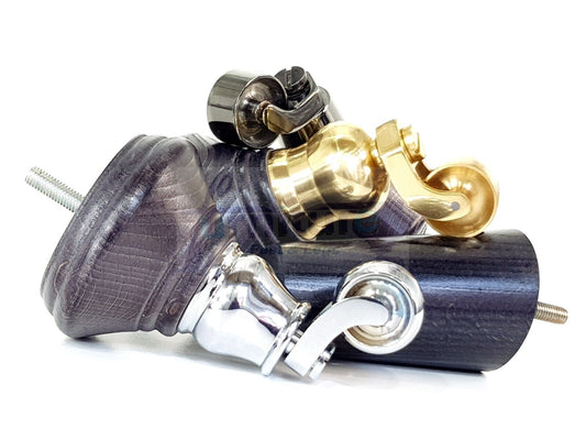 2 Black Stain Wood Furniture Sofa Legs With Castor 125mm & 2 Angled Back Feet Chair Settee 100mm High M8