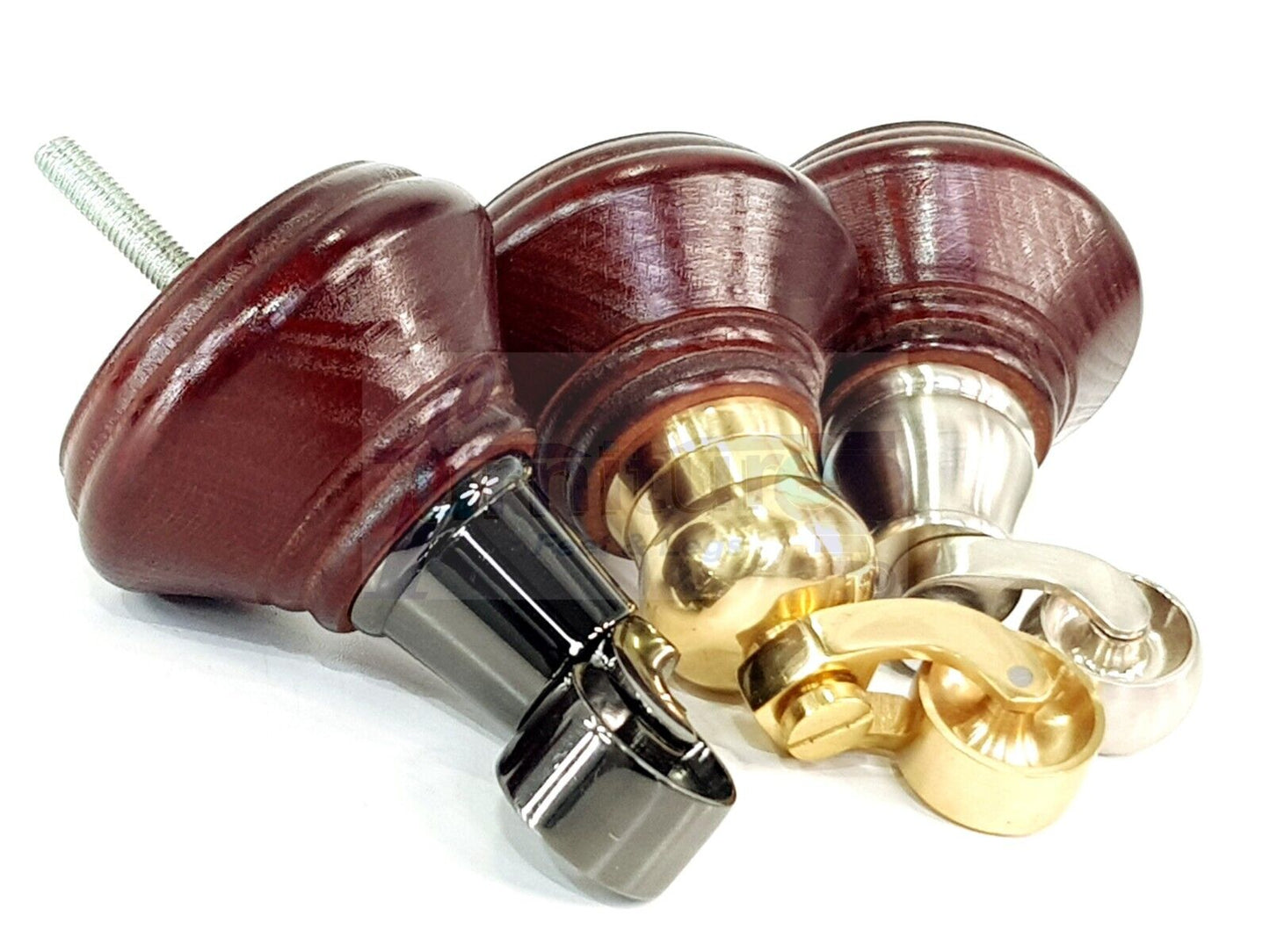 4x Mahogany Wooden Furniture Sofa Legs M8 With Castors Replacment Chair Settee Feet 115mm - 125mm High