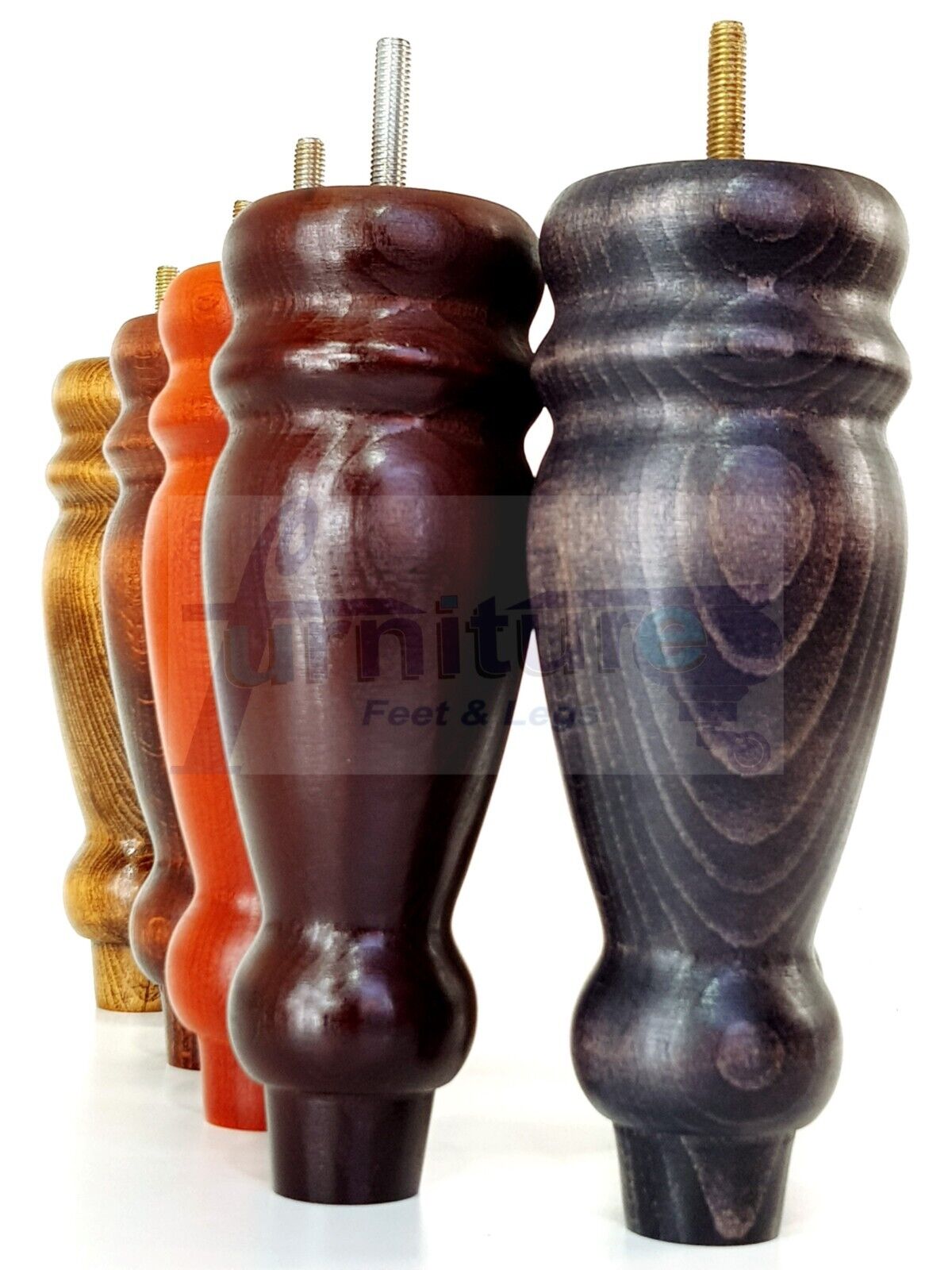 Set Of 4 Turned Furniture Legs Replacement Sofa Feet 200mm High M8 Thread