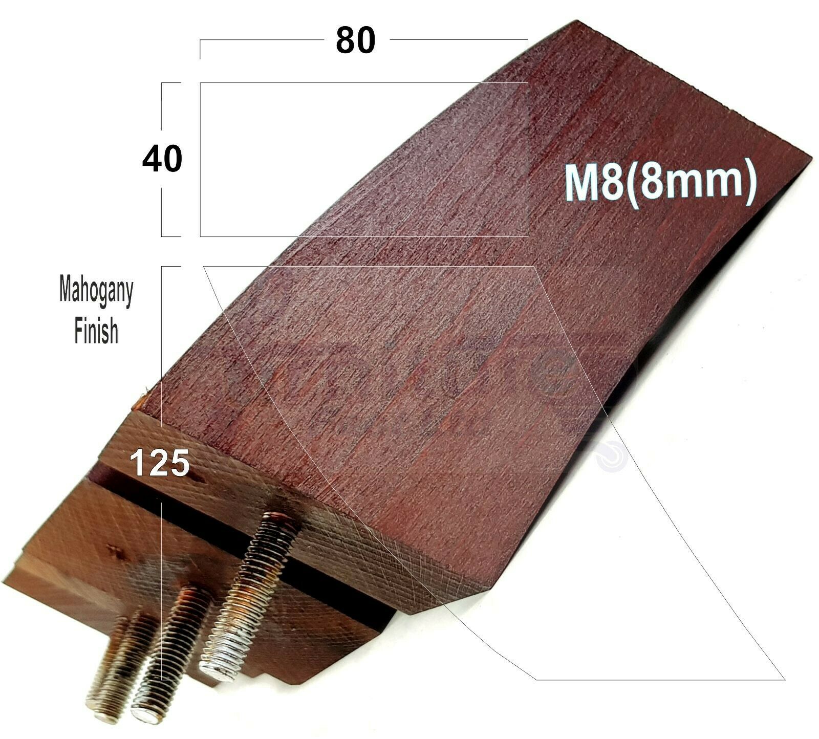 SET OF 4 WOODEN FURNITURE FEET 125mm HIGH REPLACEMENT SOFA LEGS 8mm Thread