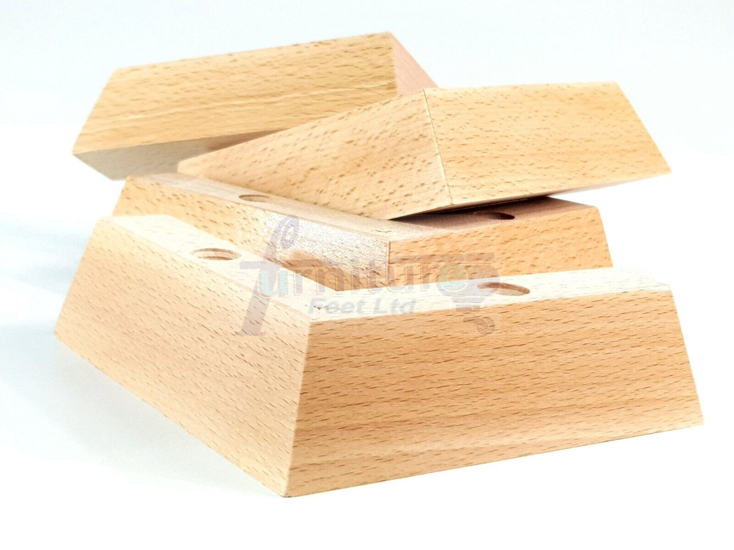 4 Wood Corner Furniture Feet 40mm High Replacement Sofa Chair Legs (Self Fix)