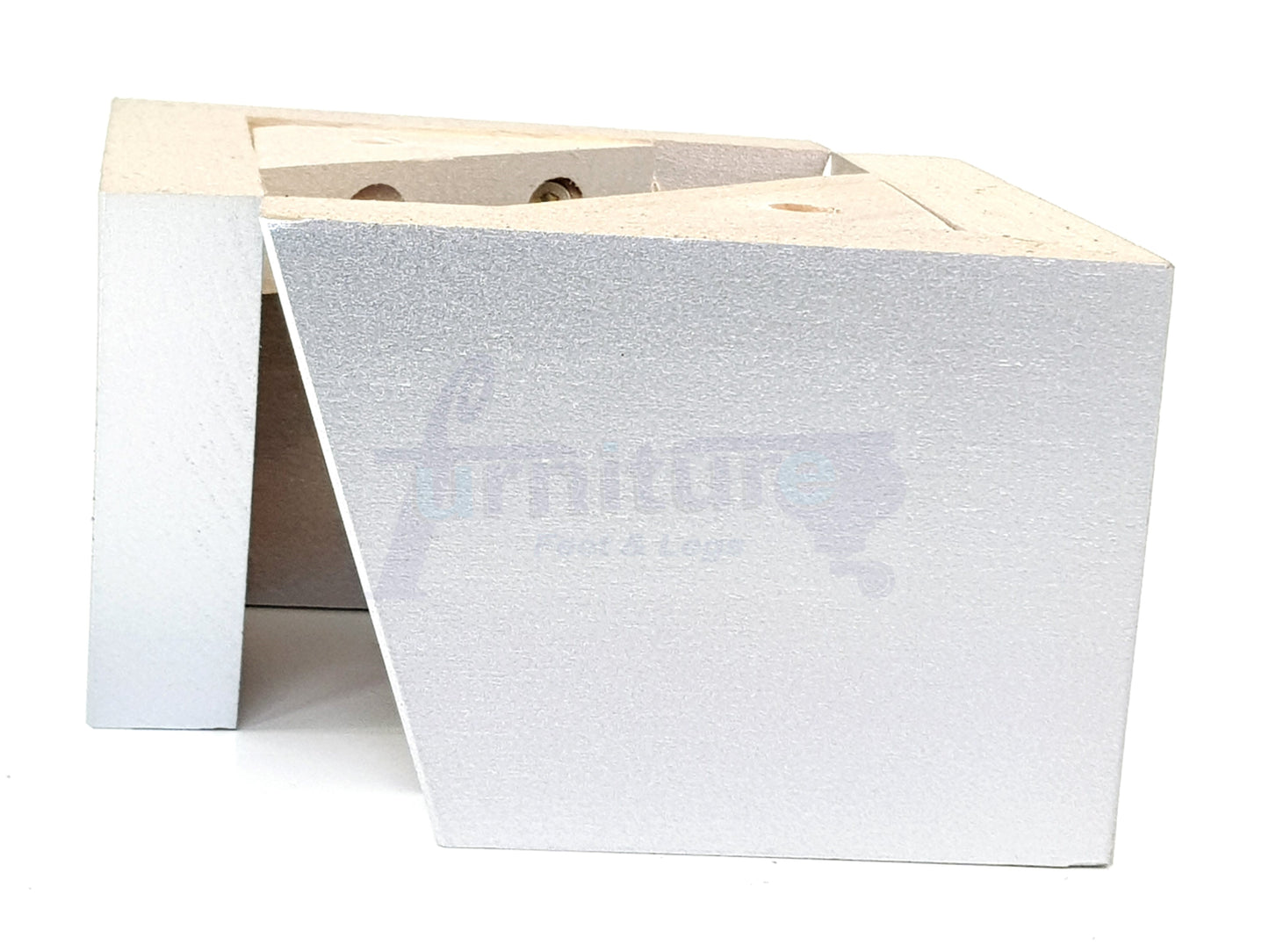 4 Solid Wood Furniture Legs Replacement Corner Feet 95mm High Self-Fixing: Silver