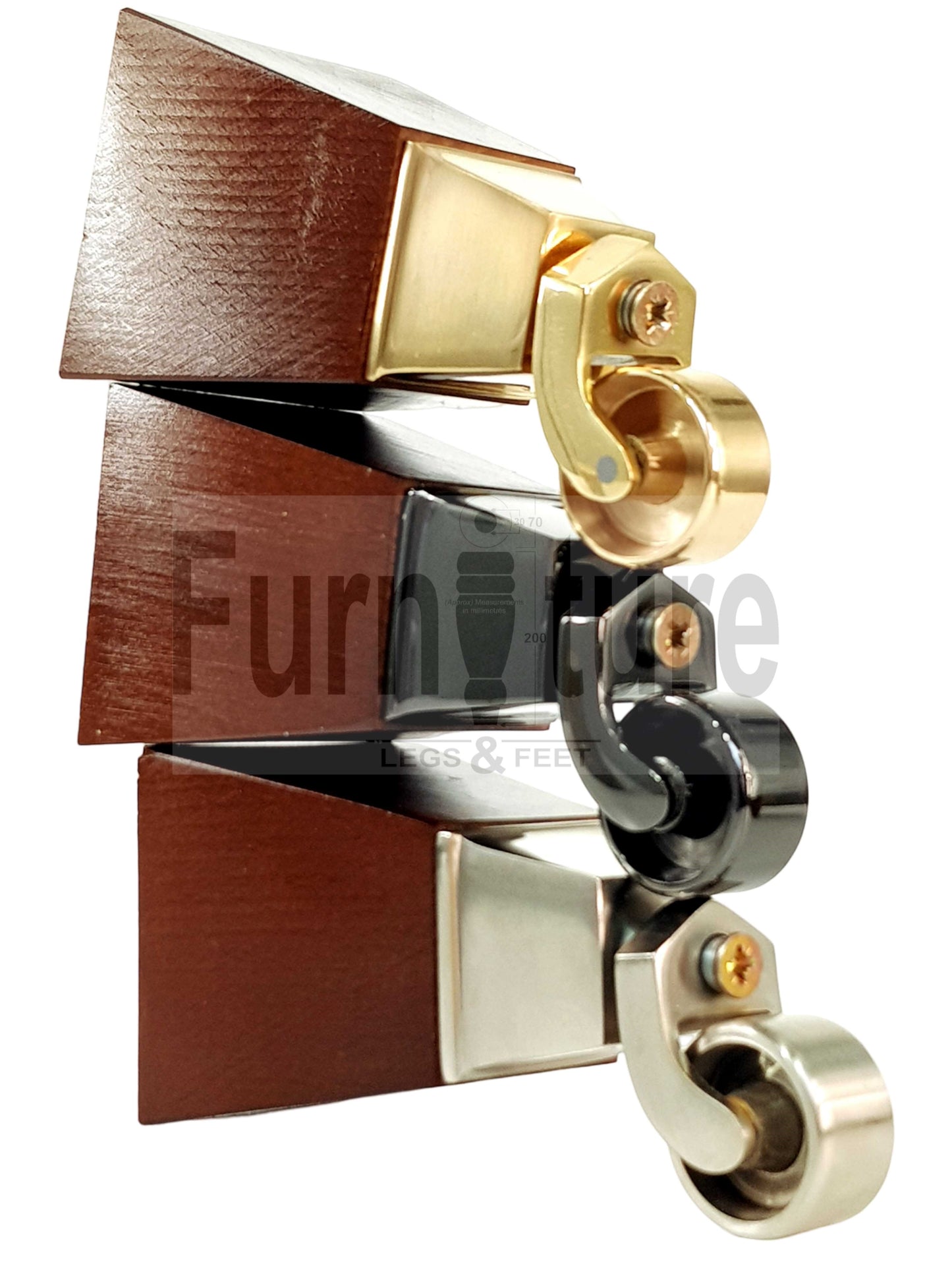 4x Block Wood With Castor Dark Oak Furniture Legs 8mm Thread For Chairs Settees Sofa 150mm High