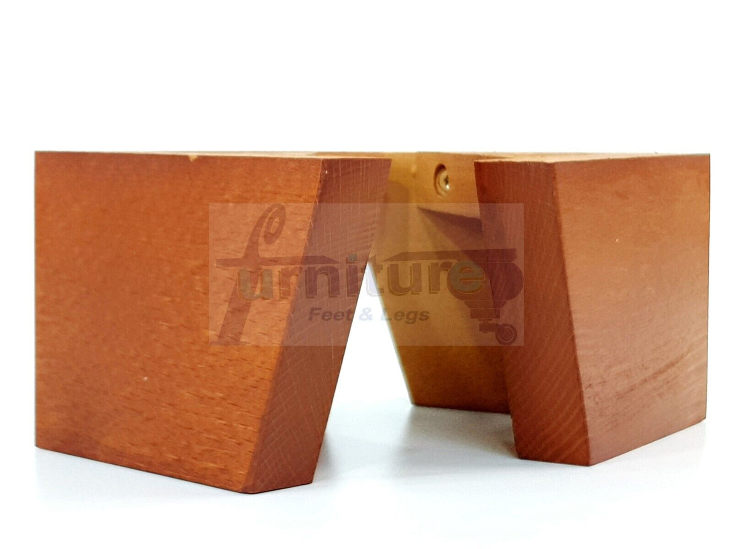 4 Solid Wood Furniture Legs Replacement Corner Feet 95mm High Self-Fixing: Golden Oak