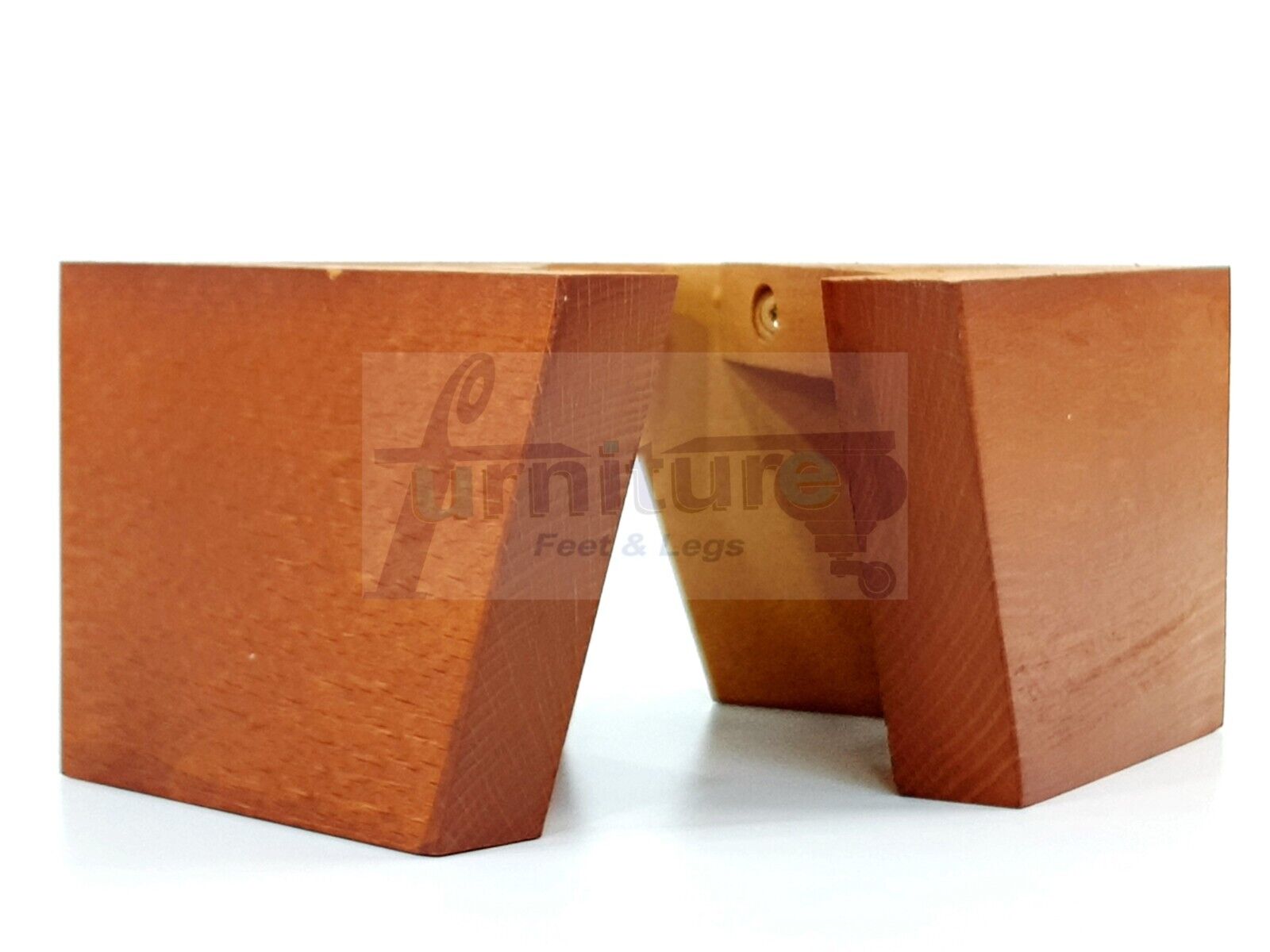 4 Solid Wood Furniture Legs Replacement Corner Feet 95mm High Self-Fixing: Golden Oak
