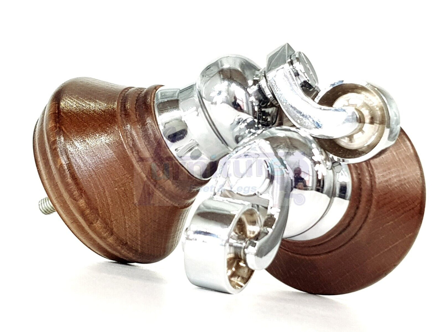 4x Antique Mahogany Stain Wooden Furniture Sofa Legs M8 With Castors Replacment Chair Settee Feet 115mm - 125mm High