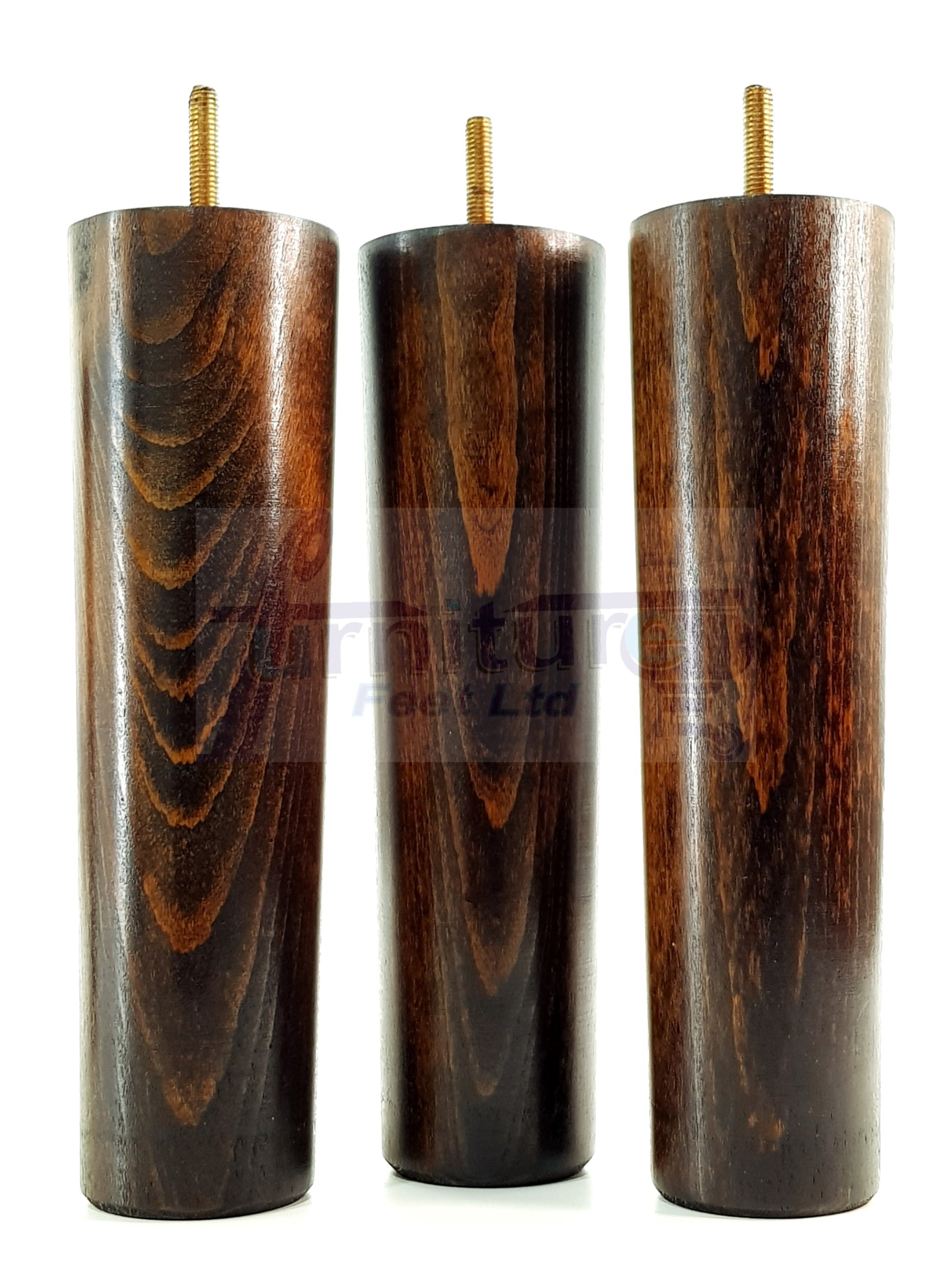 4 Furniture Legs Replacement Feet 230mm Chairs Settee & Cabinets M8 Thread Dark Walnut Washed