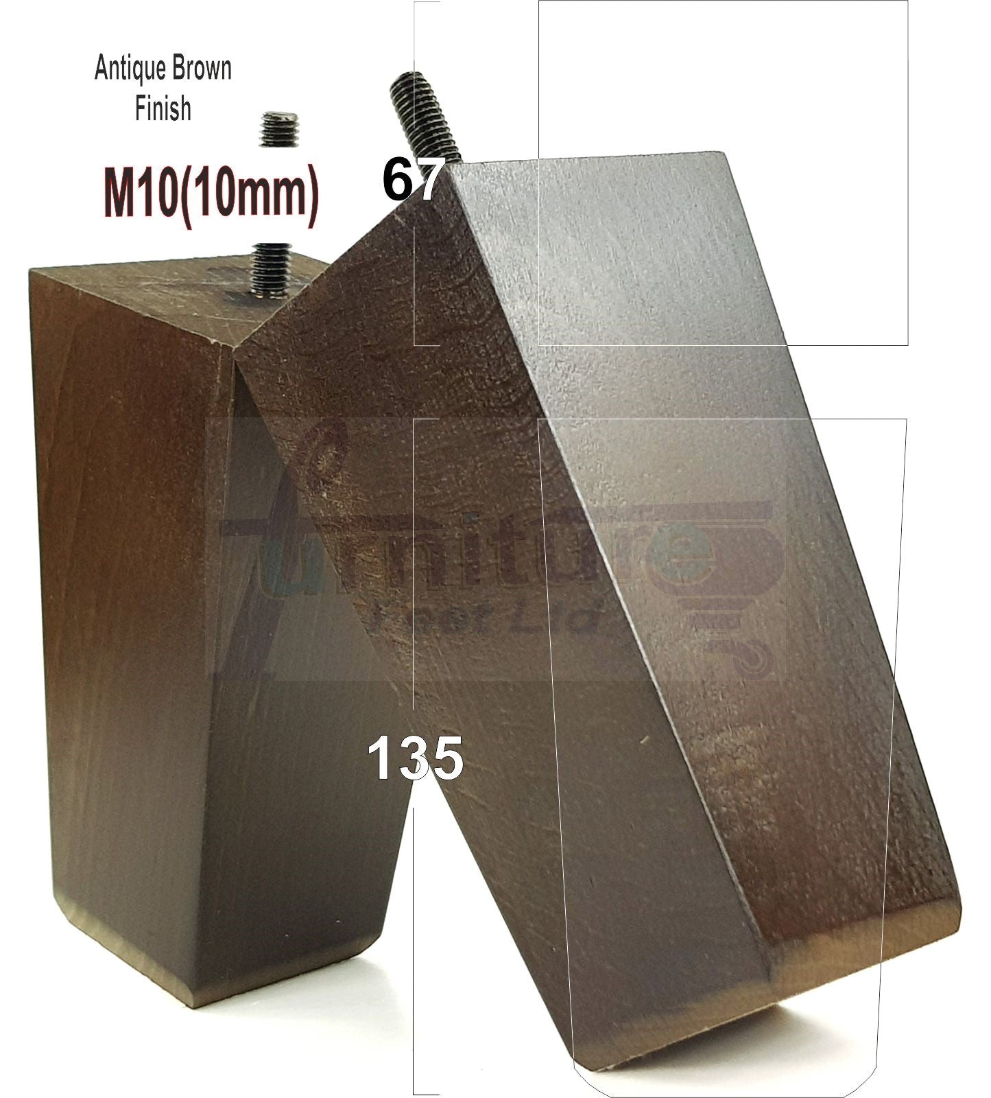 4x Block Wood Sofa Legs 135mm High Replacement Furniture Feet Chairs Cabinets M10 Thread	