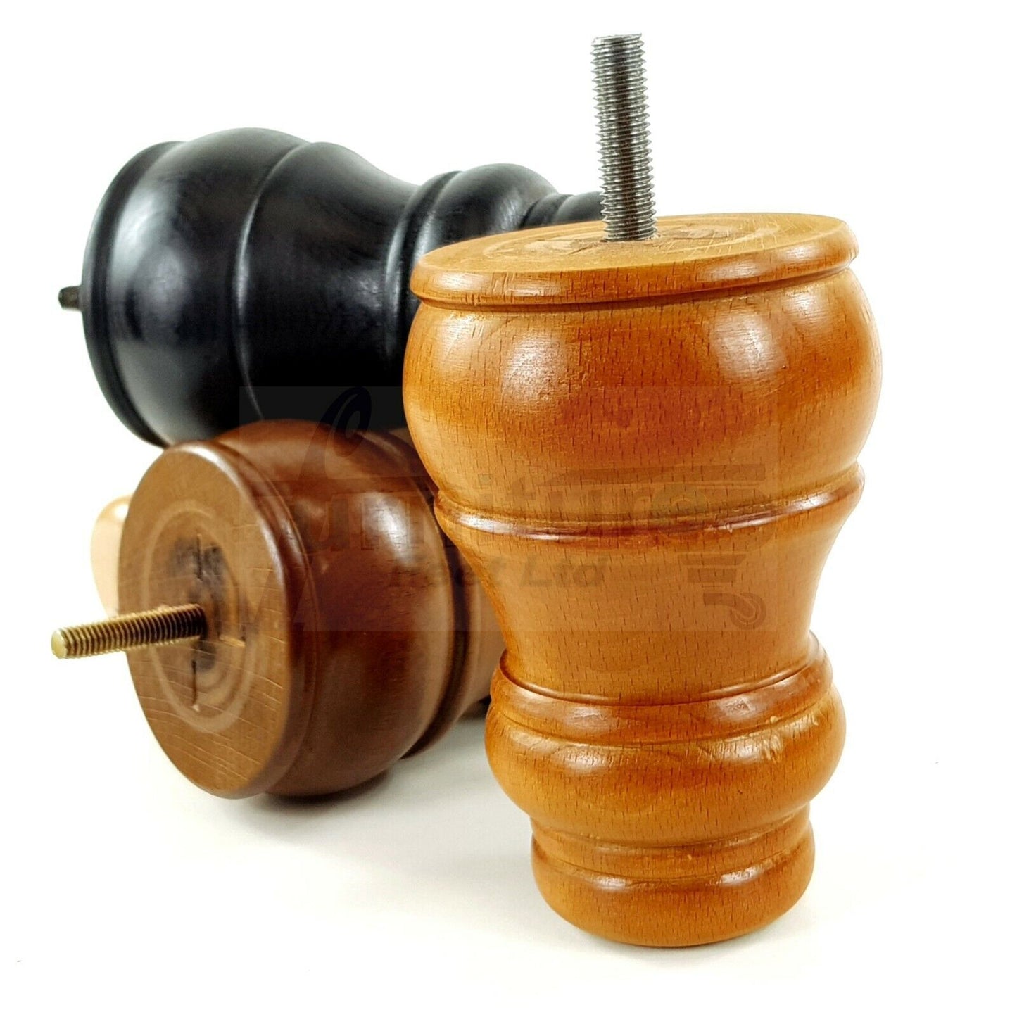 4 Turned Wood Furniture Legs M10 Thread Replacement Feet 125mm High Sofa Chairs Beds