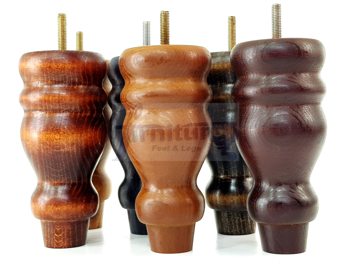 Set Of 4 Turned Wood Furniture Legs Replacement Sofa, Chair Feet 155mm High M10 Tread