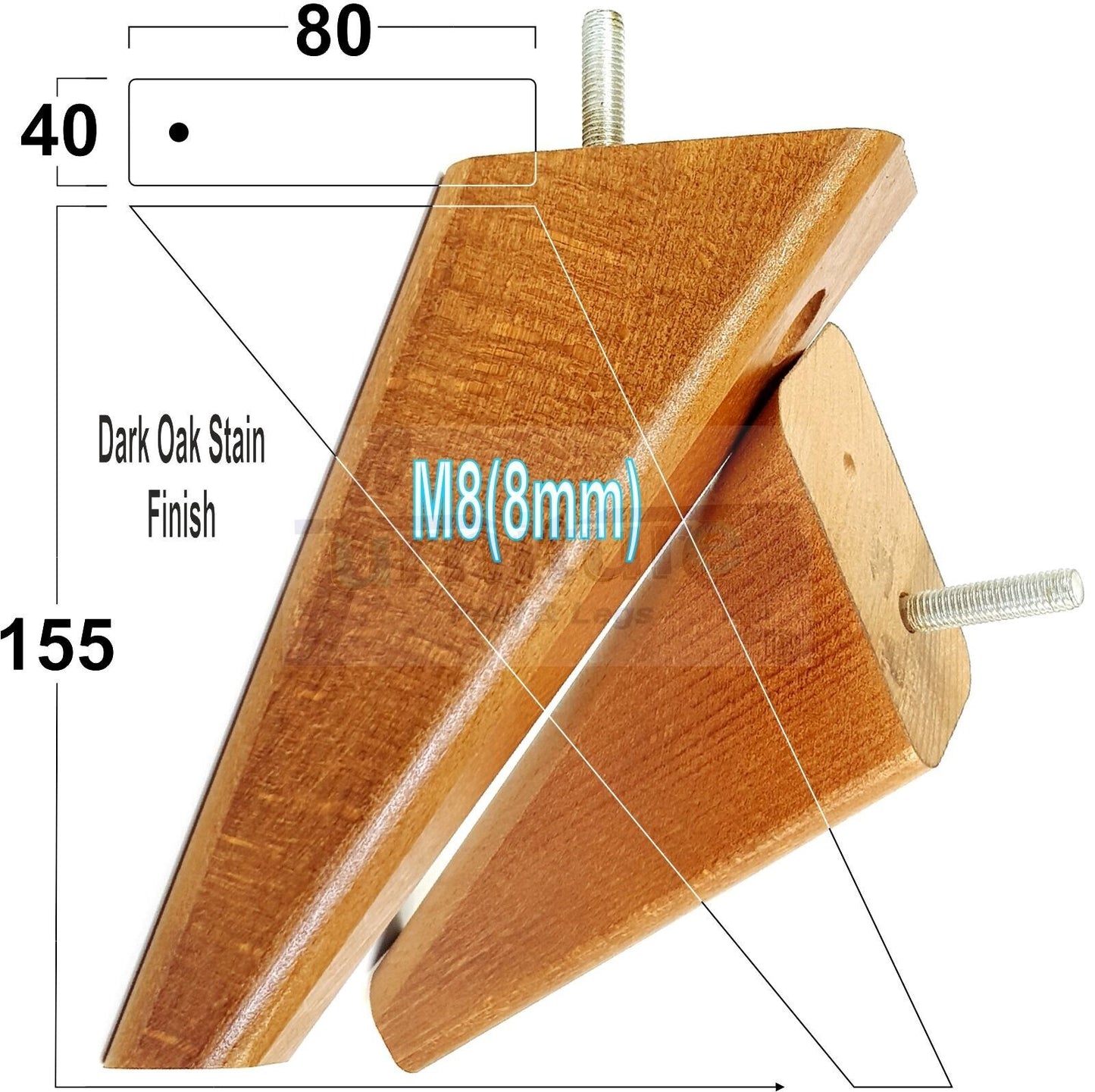 4 Replacement Tapered Feet 155mm High Wood Angled Furniture Legs 6 Inches Tall Chairs Stools Sofa's Beds Settee Cabinets M8