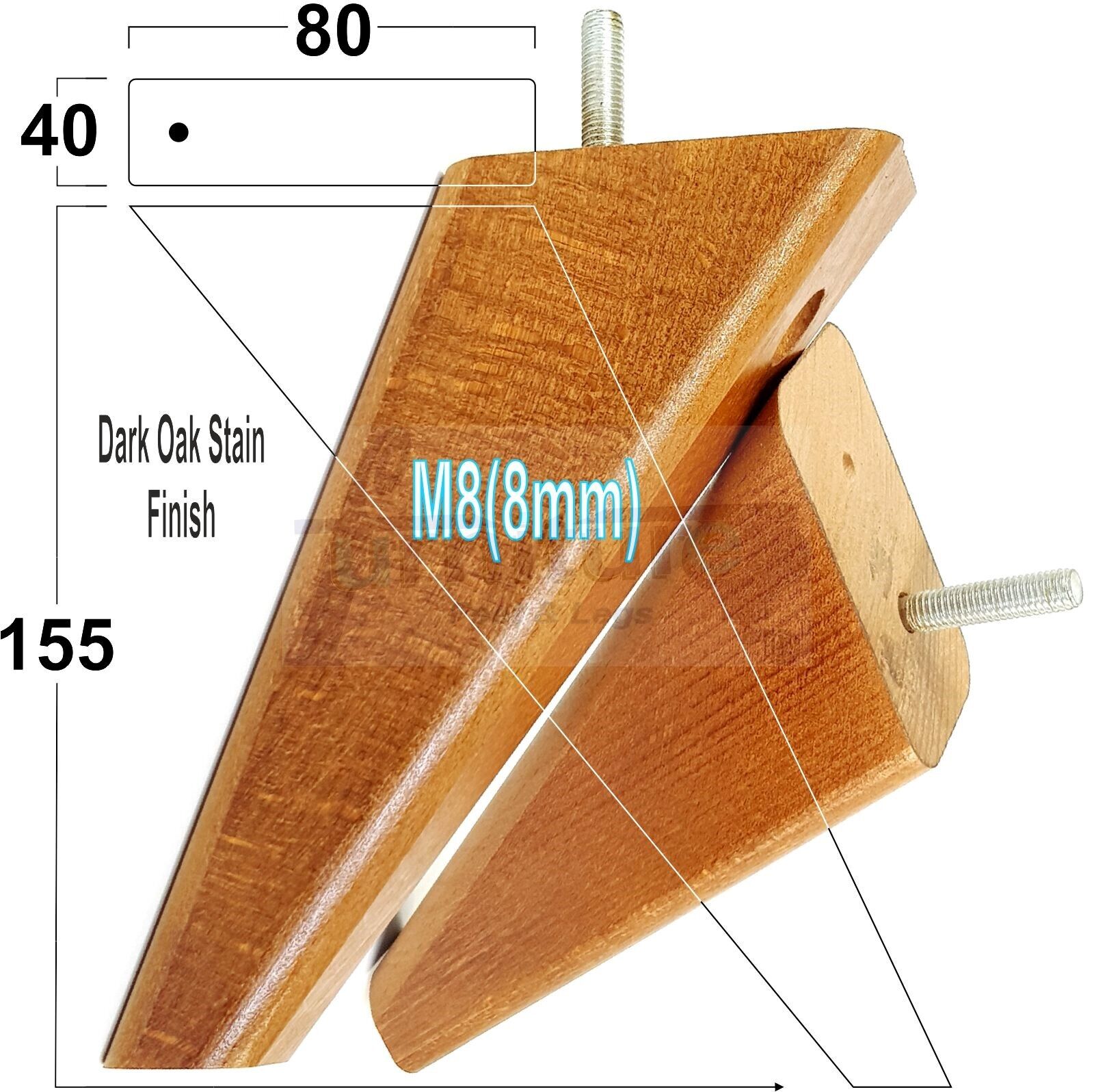 4 Replacement Tapered Feet 155mm High Wood Angled Furniture Legs 6 Inches Tall Chairs Stools Sofa's Beds Settee Cabinets M8