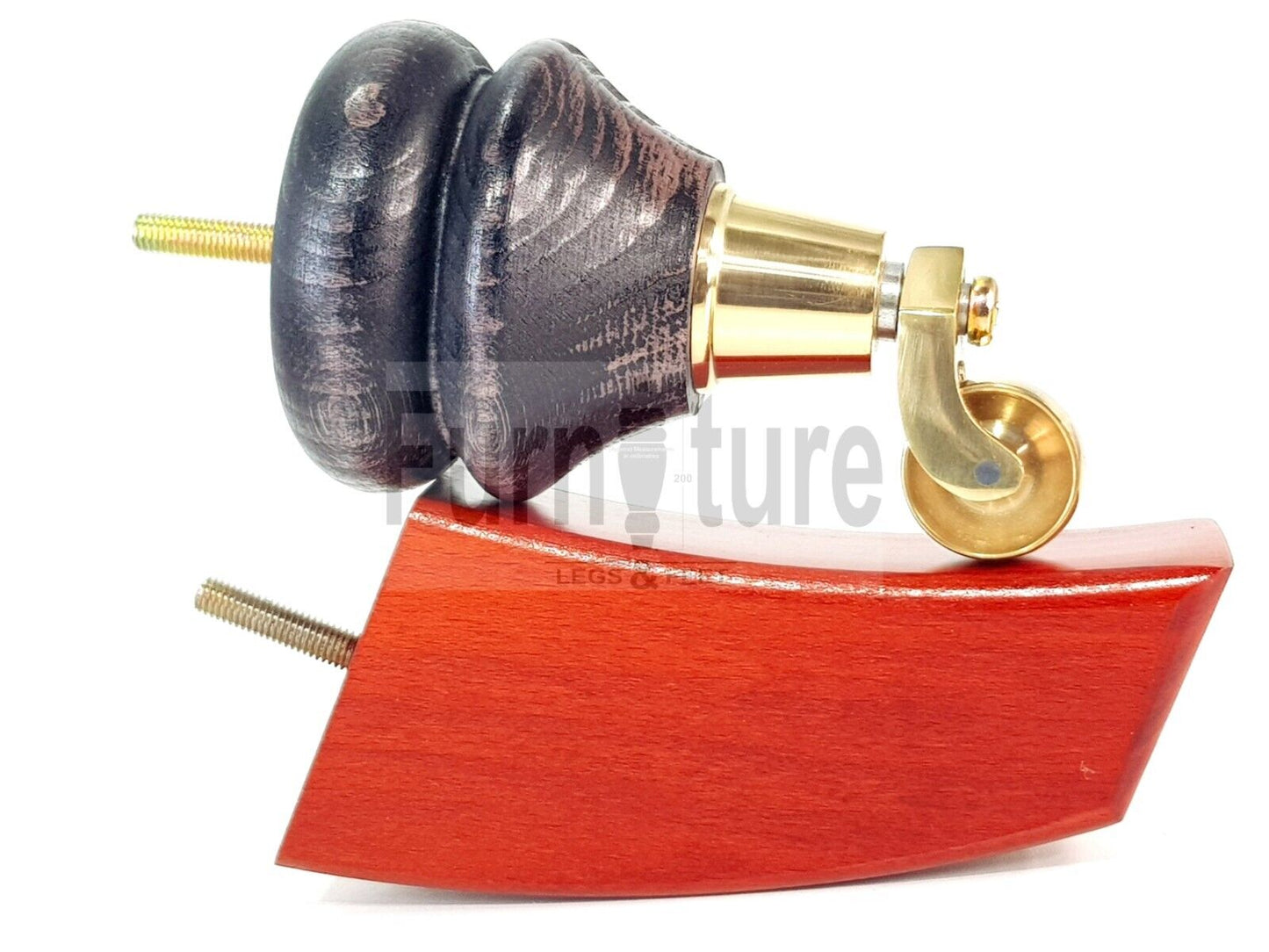 Turned Wood Furniture Feet 2 With Brass Castors 140mm & 2 Curved Back Legs Sofas Chairs Cabinets Beds M8