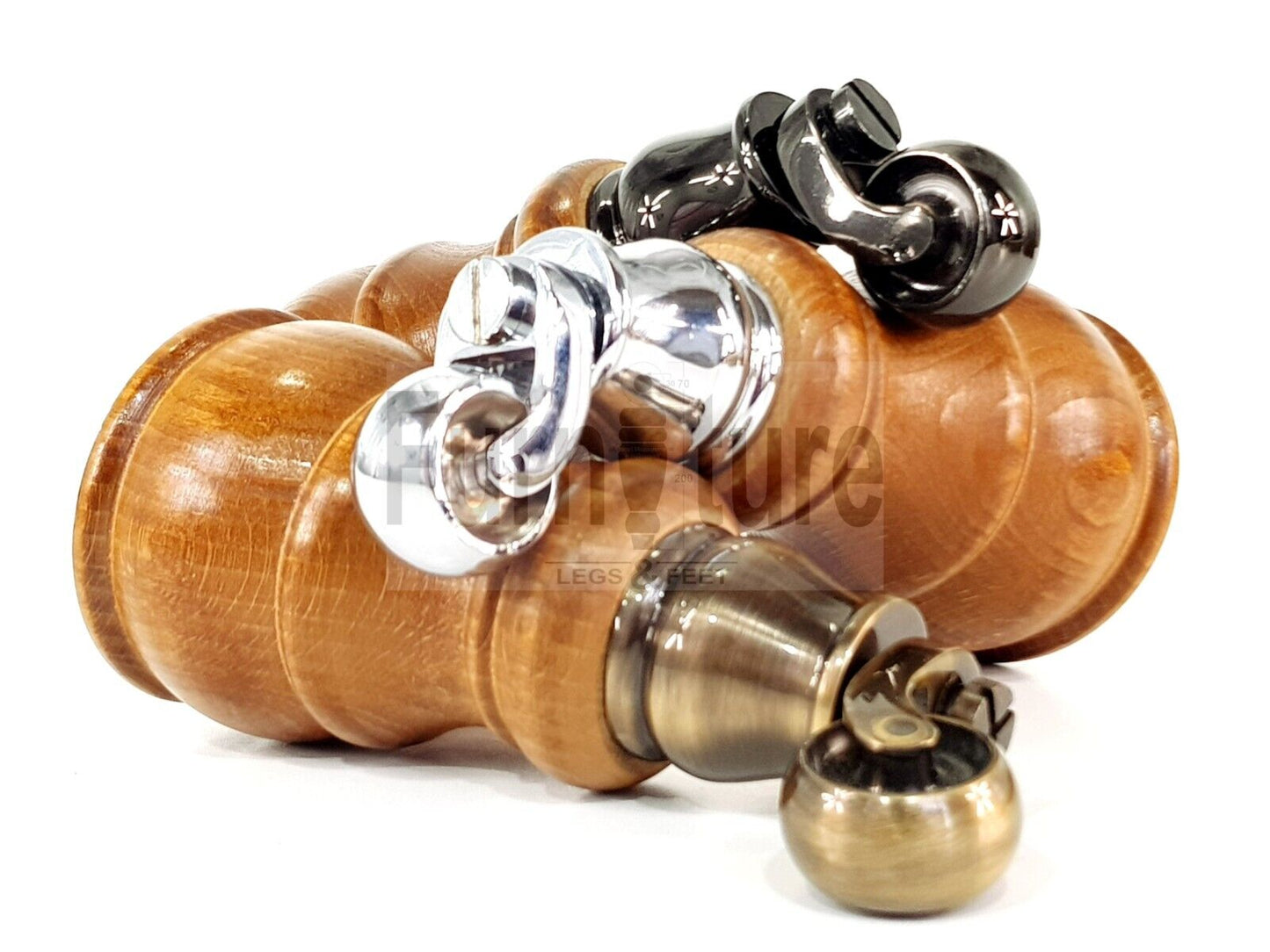 4 Turned Wood Feet Dark Oak Stain Castor Legs Chair Furniture Stools Sofa Chairs M8 160mm 6 Inch High