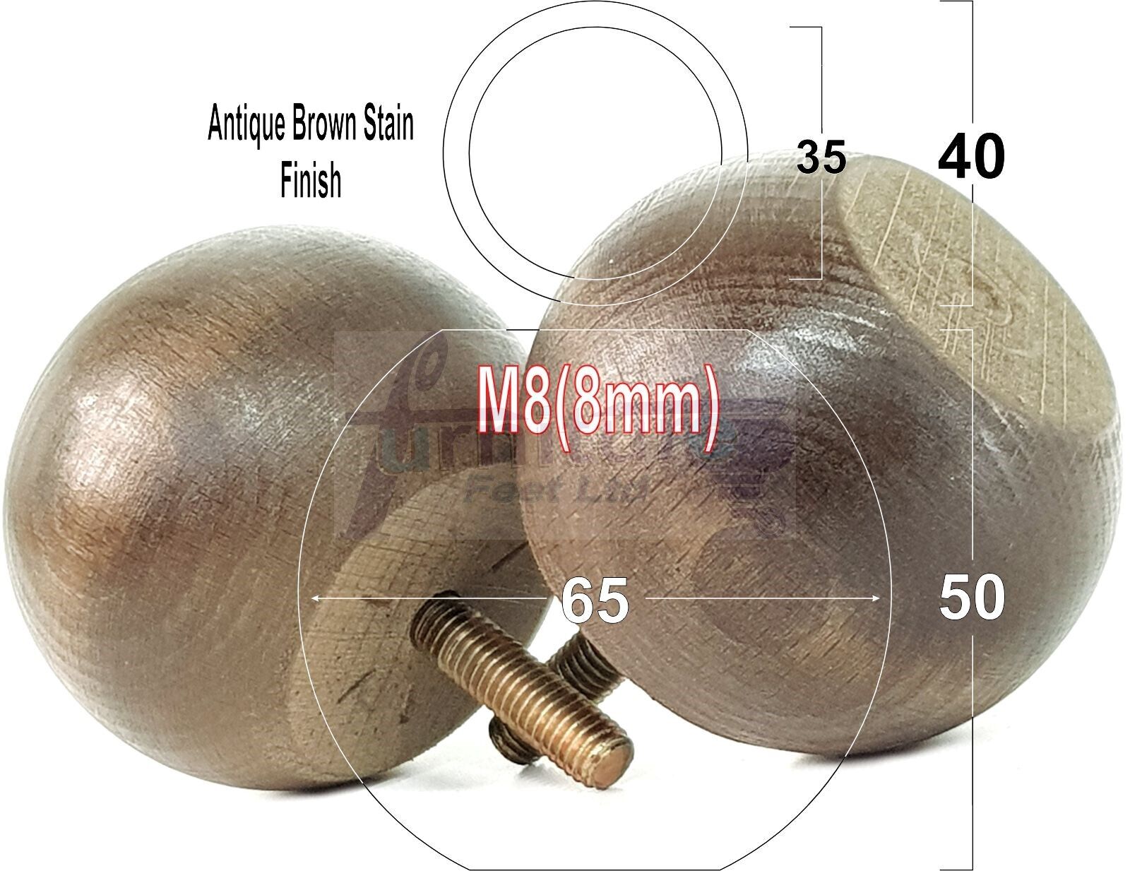 4 Solid Round Wood Turned Furniture Legs Replacement Bun Feet 2 Inches 50mm High Chairs Sofa Beds Settee M8 