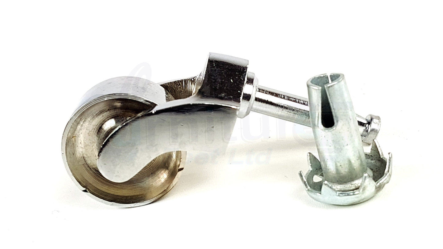 Chrome Castor & Socket 32mm Wheel Push In, Grip Neck Castors For Furniture