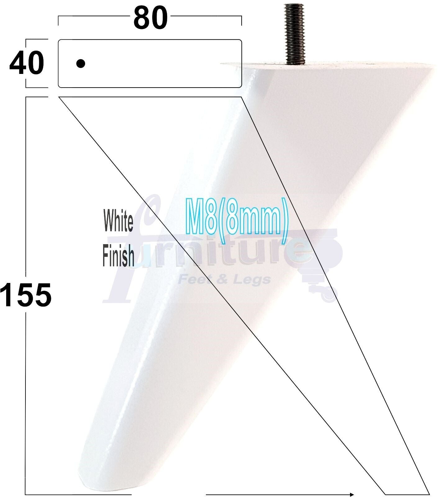 4 Replacement Tapered Feet 155mm High Wood Angled Furniture Legs 6 Inches Tall Chairs Stools Sofa's Beds Settee Cabinets M8