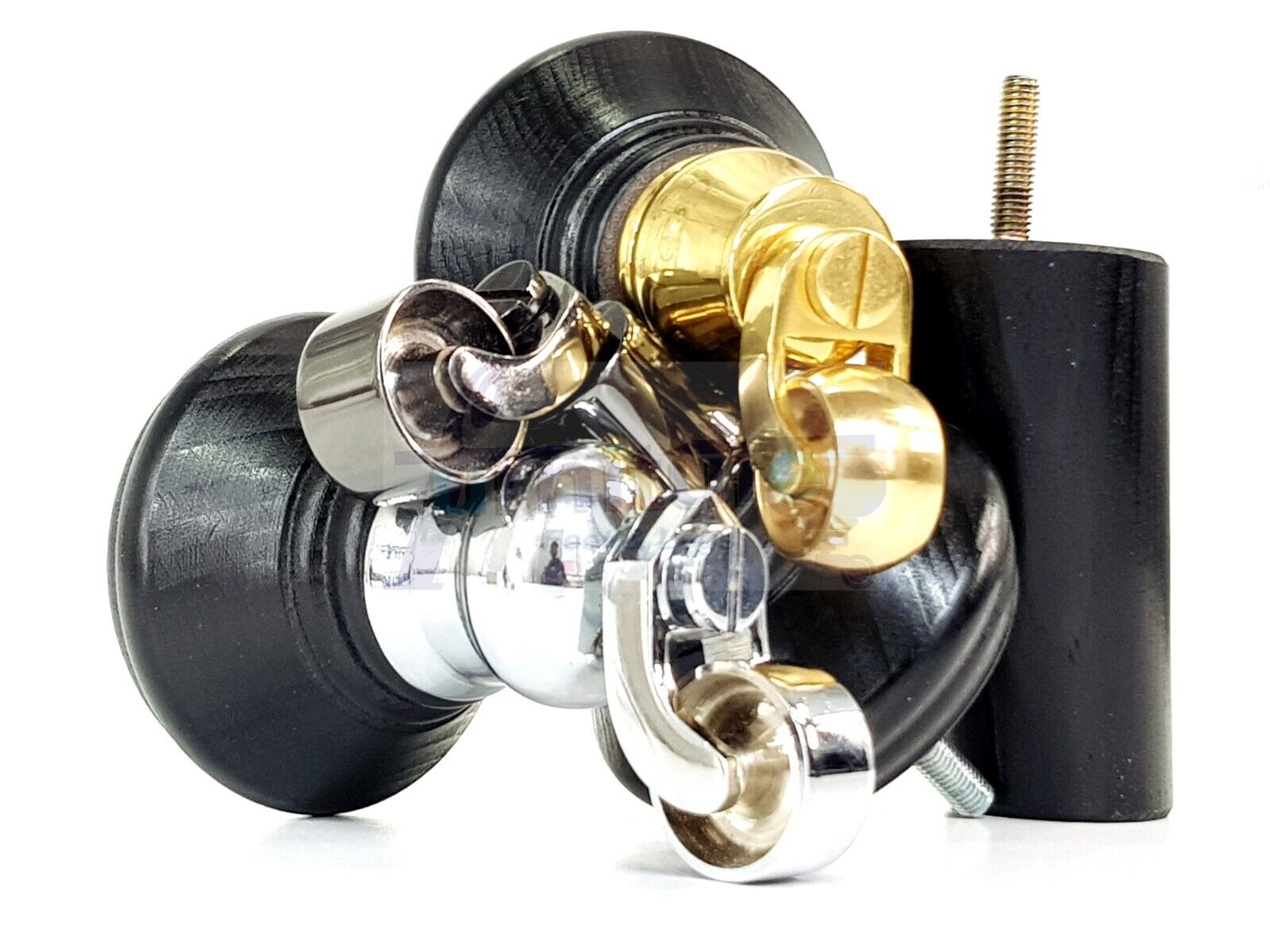 2 Black Wood Furniture Sofa Legs With Castor 125mm & 2 Angled Back Feet Chair Settee 100mm High M8