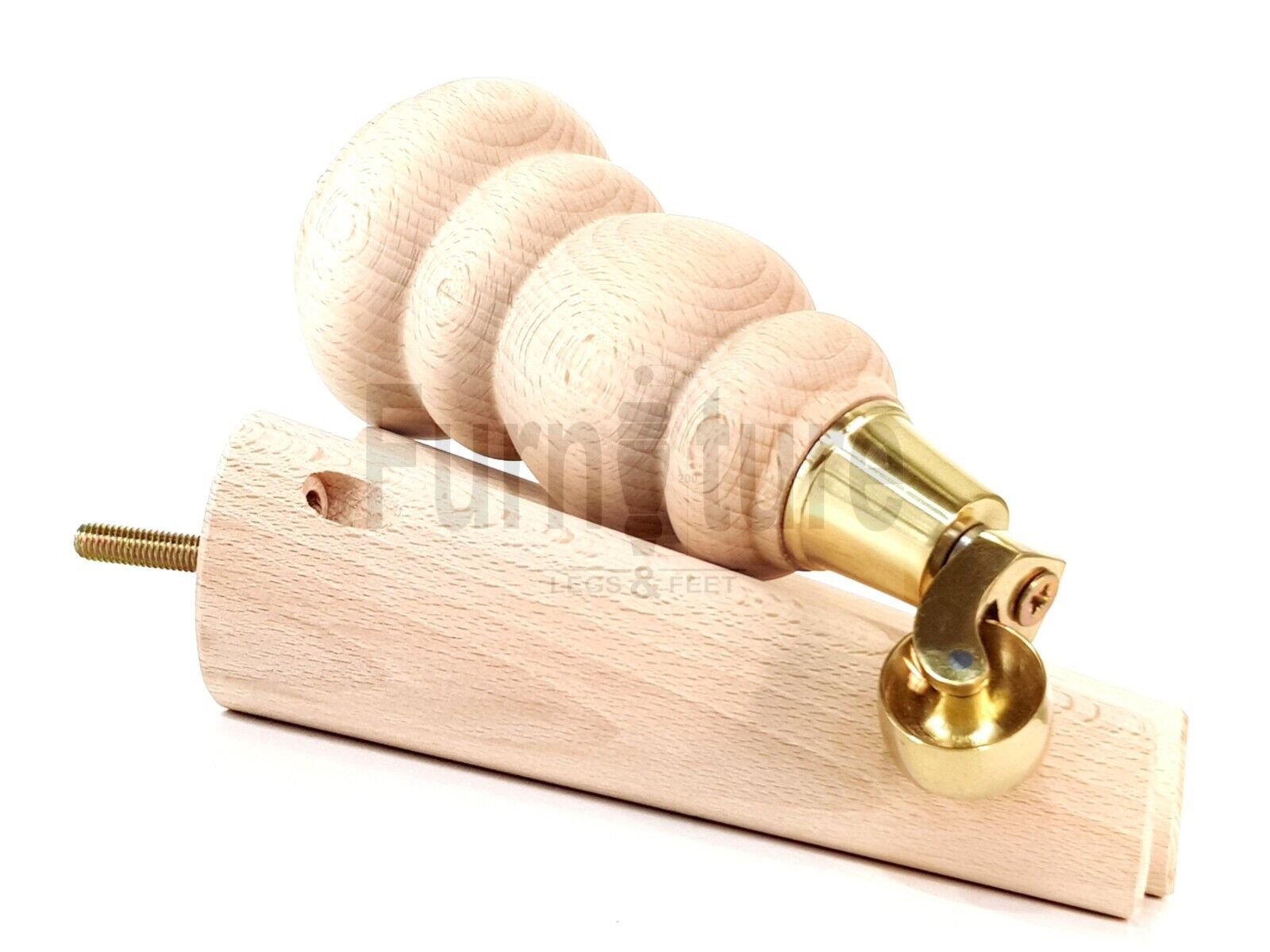 2x Furniture Brass Castor Legs & 2x Angled Solid Wooden Feet M8 Chairs Sofa 200mm High