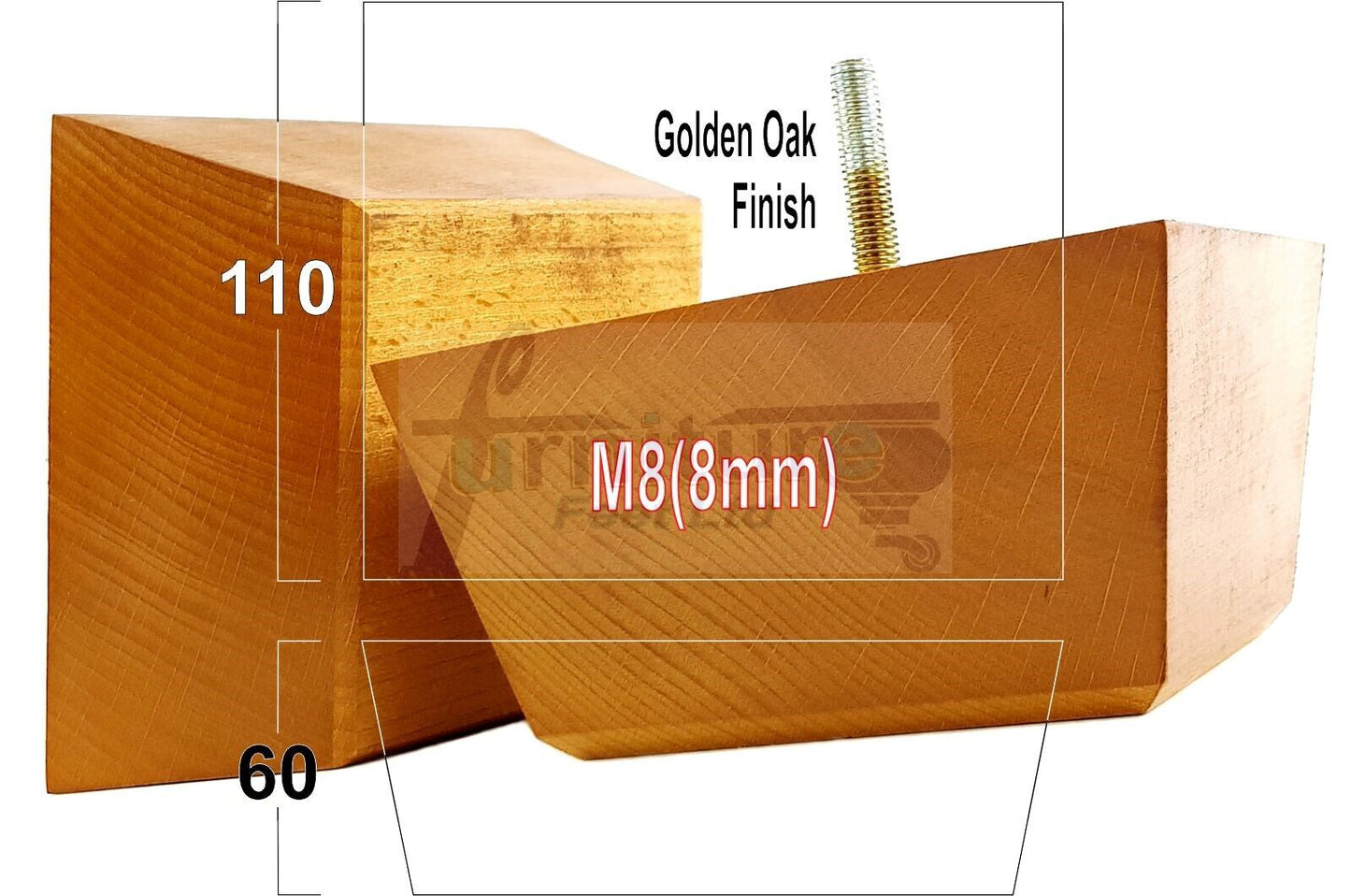 4x Square Wood Sofa Legs 60mm High Replacement Furniture Feet Chairs Cabinets M8