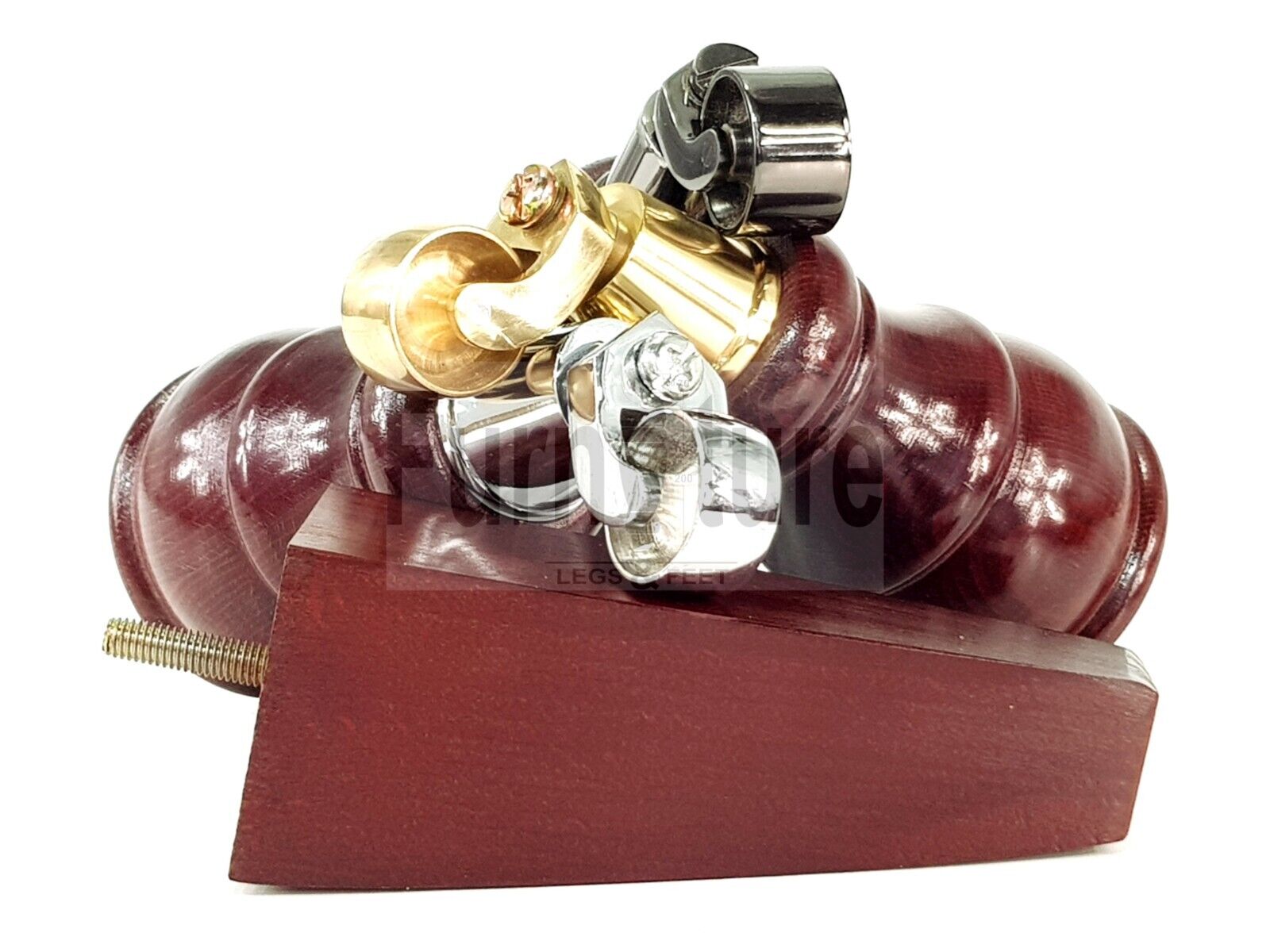 2 Wooden Castor Furniture Sofa Legs & 2 Curved Back Feet  Mahogany M8 Chair Settee Feet 160mm High