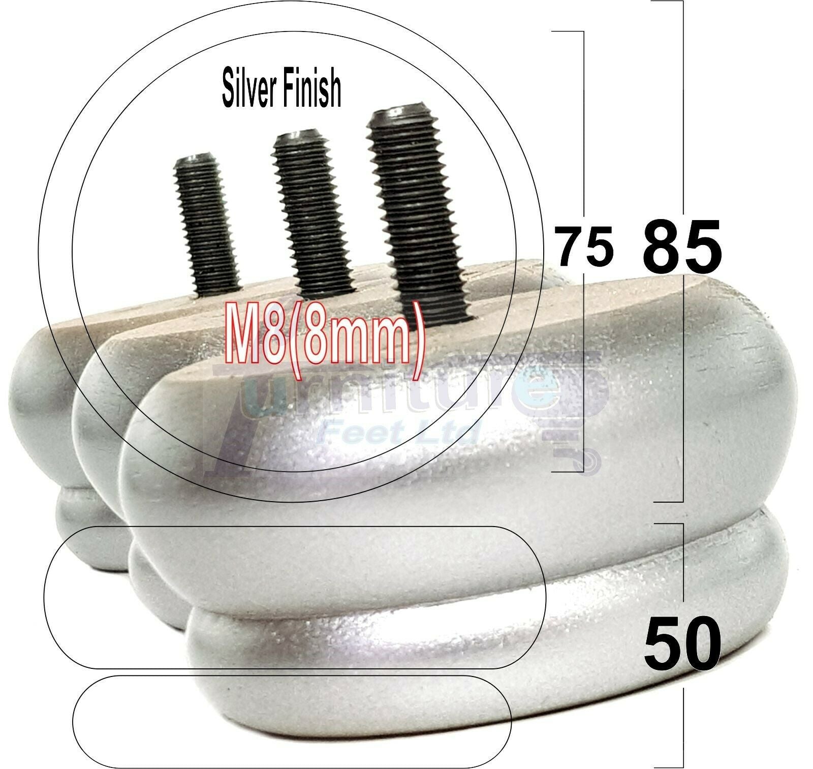 4 Turned Wood Furniture Legs Chair Sofa Bed M8 Replacement Bun Feet 50mm High