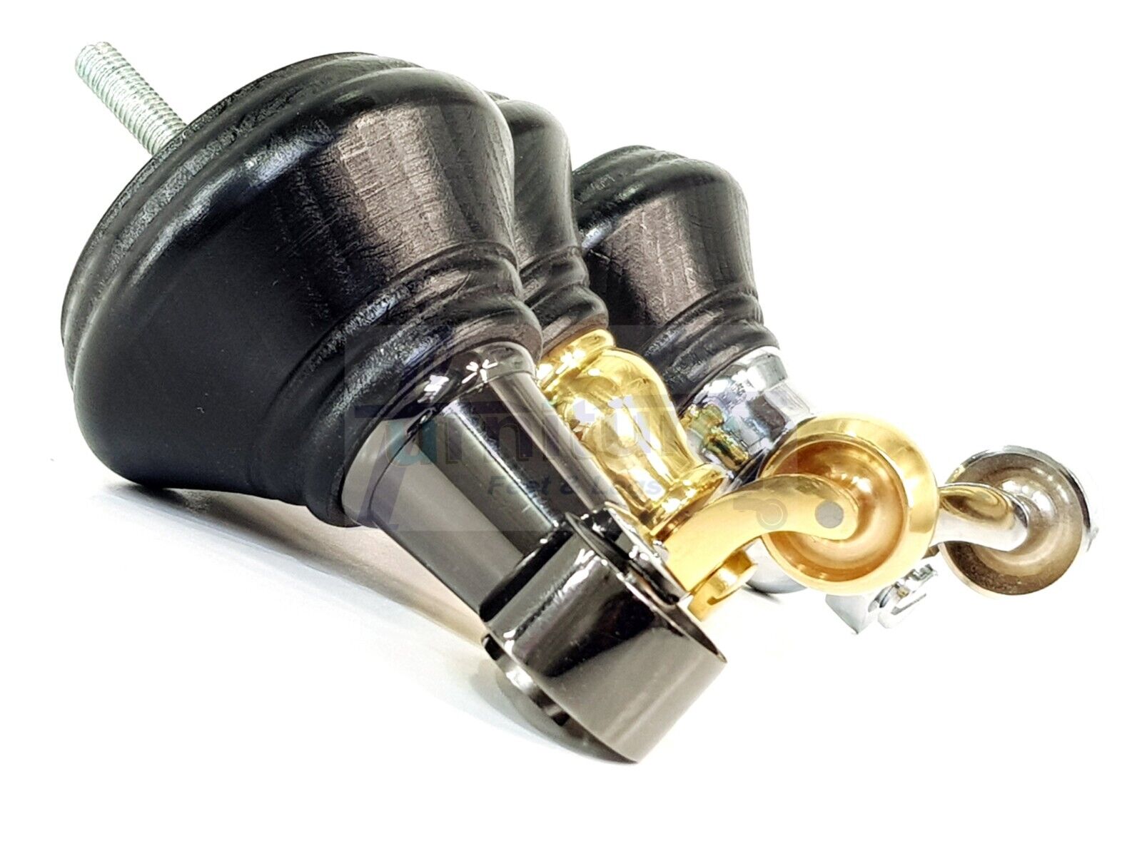 4x Black Wooden Furniture Sofa Legs M8 With Castors Replacment Chair Settee Feet 115mm - 125mm High