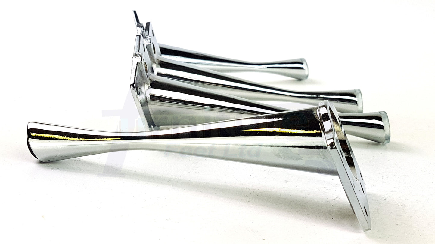 4x Metal Furniture Legs Chrome 170mm High Self-Fix Modern Feet Sofa Chair Cabinet Table