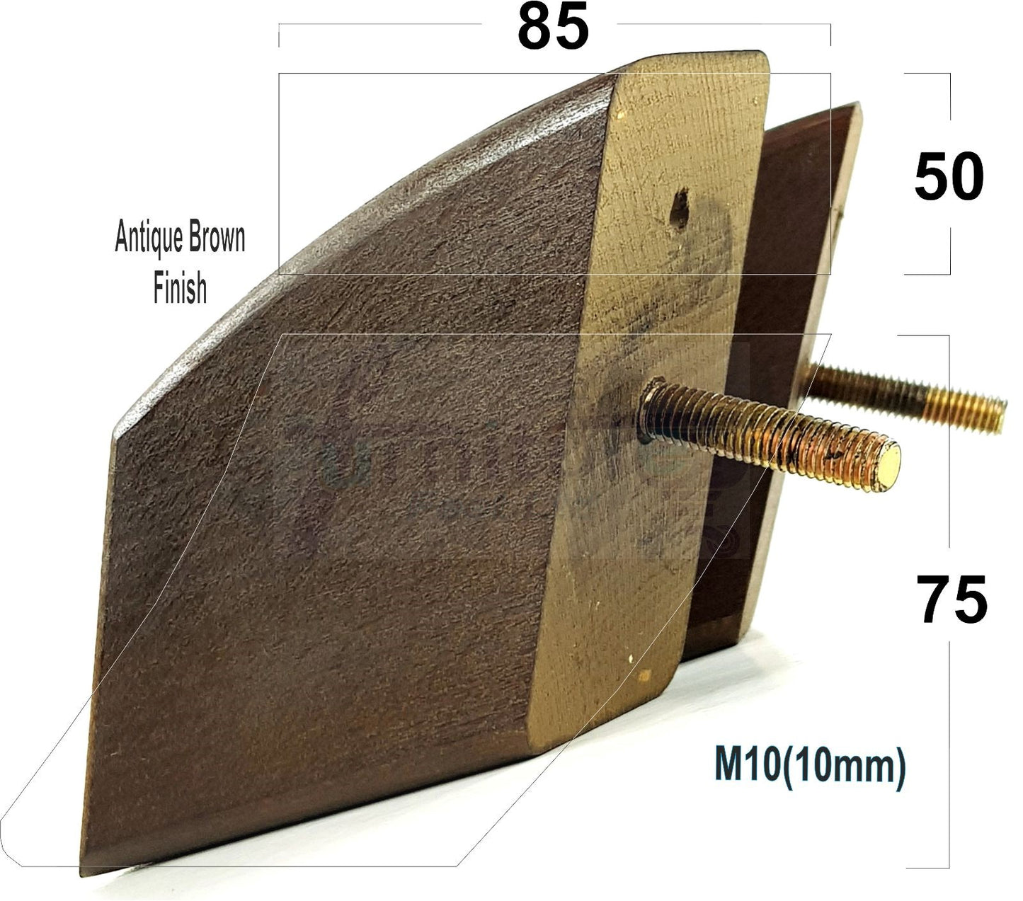 4x Wooden Furniture Legs 75mm High Replacement Sofa Feet 10mm Thread