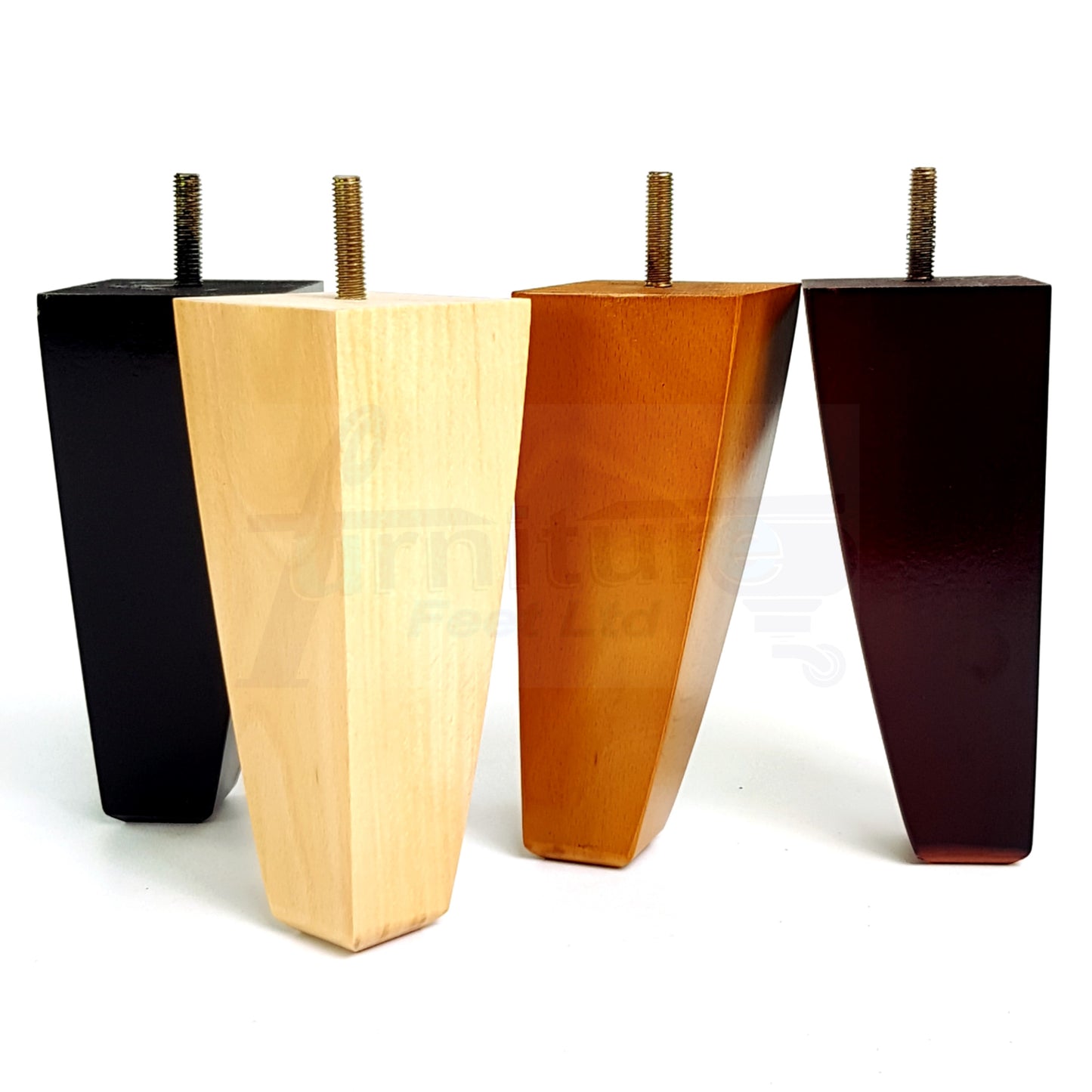 4x Tapered Square Furniture Legs Sofa Feet M10 Thread for Chairs, Settees 150mm High