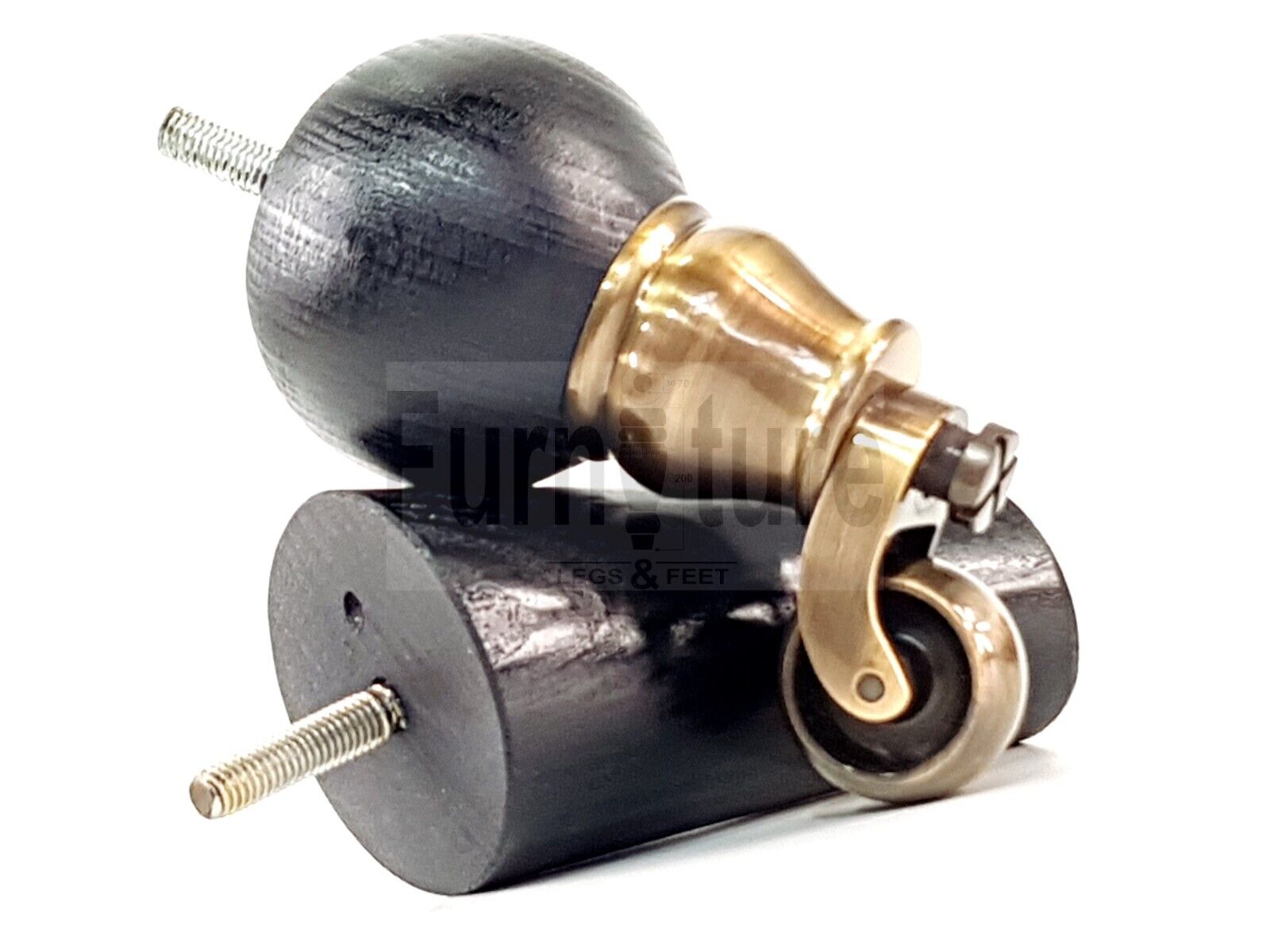 4x Turned Wood Furniture Chair Settee Legs M8 Sofa Feet 2x With Castors 118mm