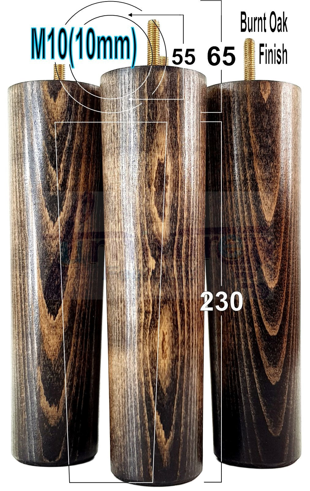 4 Solid Wood Turned Furniture Legs Replacement Feet 230mm High Chairs Sofa Bed Settee & Cabinets M10