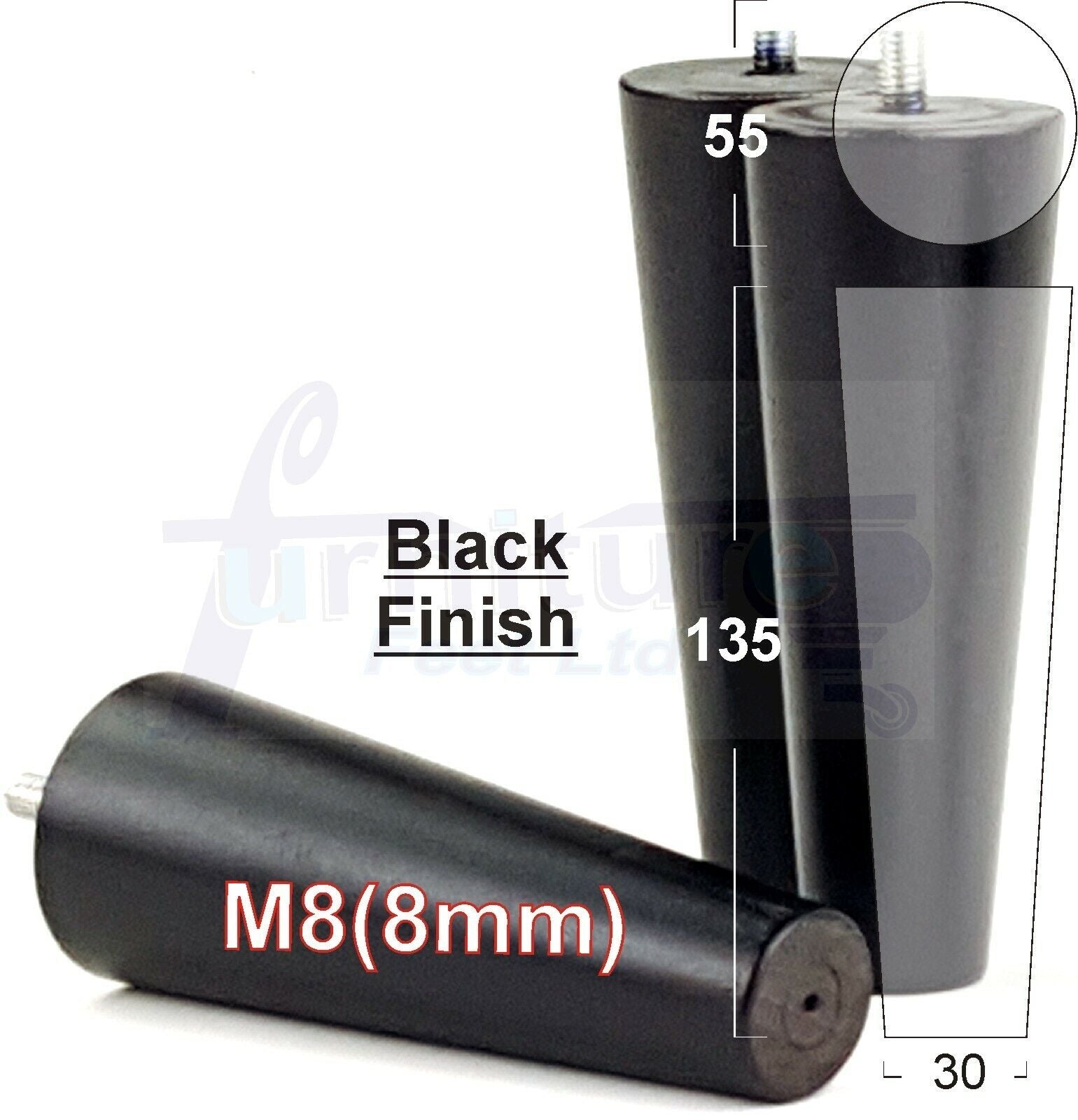 4 Solid Wood Replacement Furniture Chair Legs M8 Settee Sofa Feet 135mm High