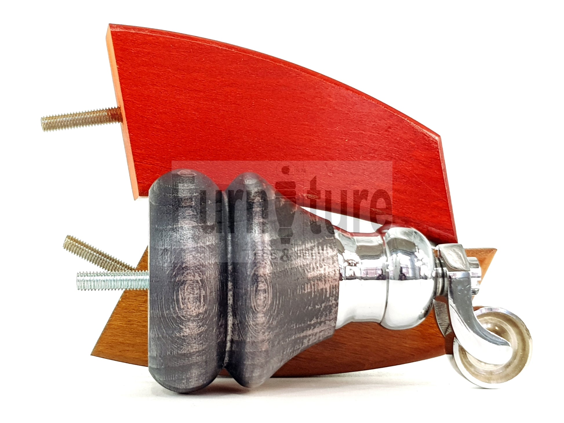 Turned Wood Furniture Feet 2 With Chrome Castors 150mm & 2 Curved Back Legs Sofas Chairs Cabinets Beds M8