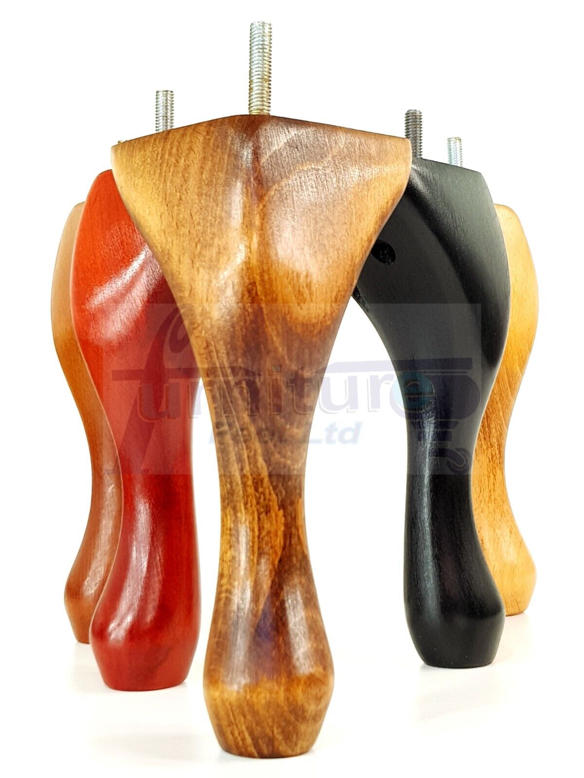 4 Solid Wood Furniture Feet 150mm High Queen Anne Replacement Legs M8 (8mm) 6 Inches Chair Stools Bed Sofa Georgian Style