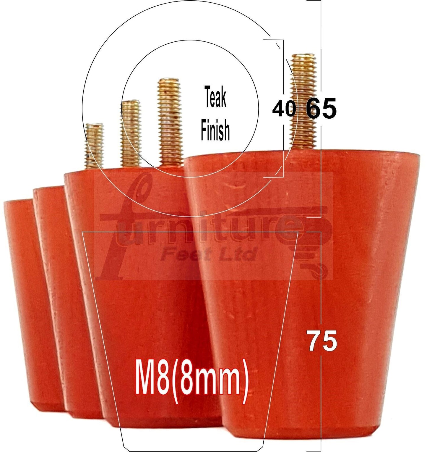 4x Solid Wood Turned Furniture Legs Replacement Bun Feet 75mm High Chairs Stools Sofa's Beds Settee M8