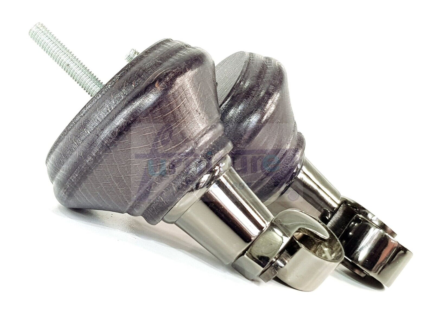 4x Black Stain Wooden Furniture Sofa Legs M8 With Castors Replacment Chair Settee Feet 115mm - 125mm High